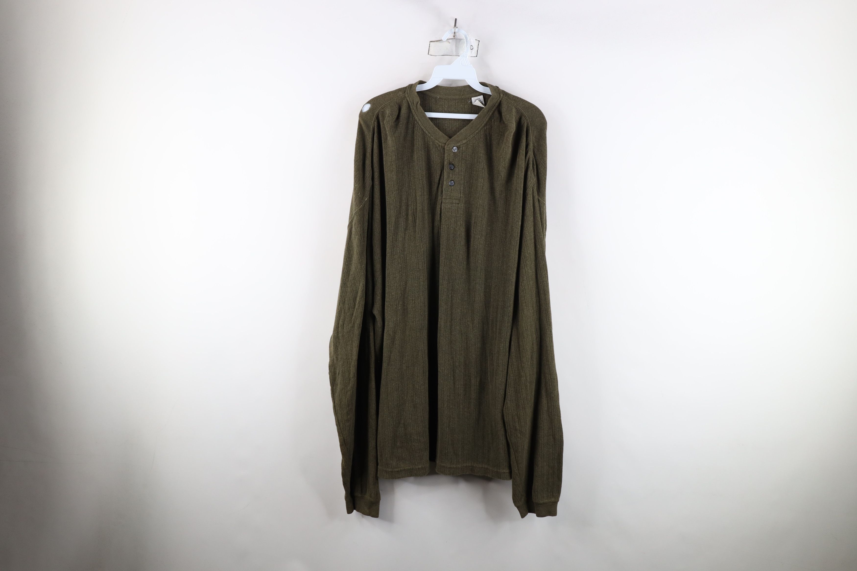 Vintage Vintage 90s Streetwear Blank Knit Long Sleeve Henley T-Shirt Size US L / EU 52-54 / 3 - 1 Thumbnail