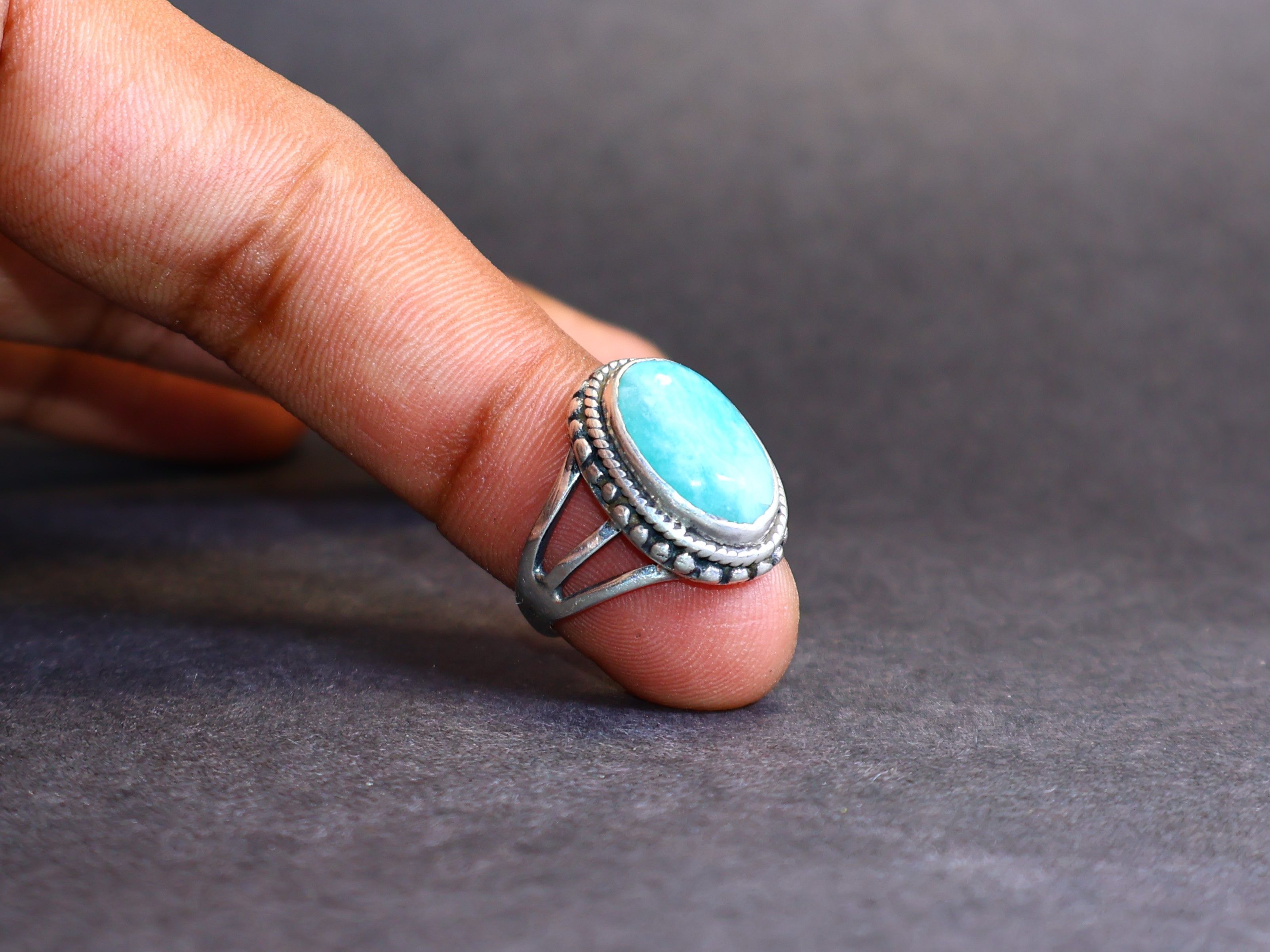 Handmade Amazonite Ring, 925 Sterling Silver Handmade Women Ring Size ONE SIZE - 7 Thumbnail
