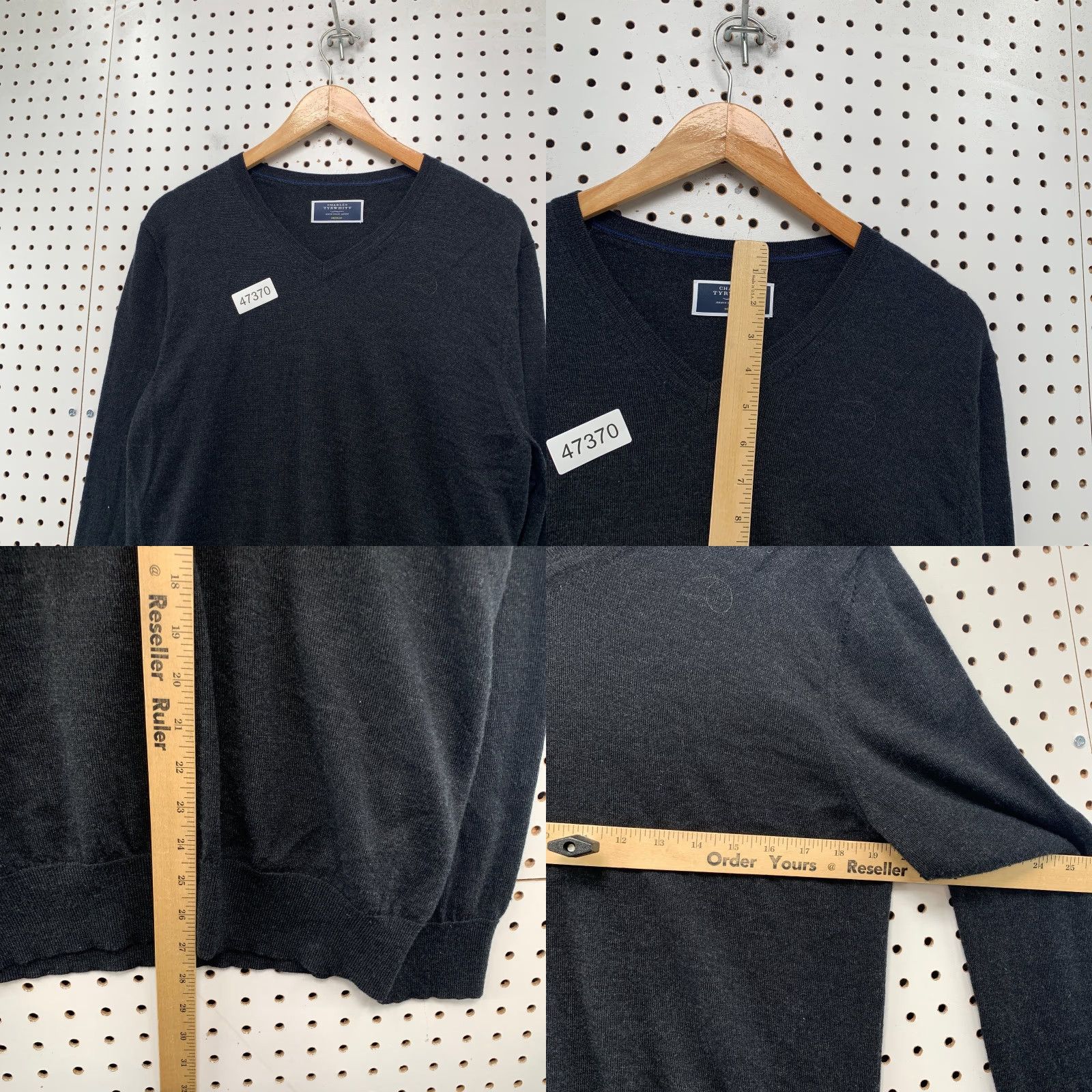 Charles Tyrwhitt Charles Tyrwhitt Sweater Mens Medium Black V-Neck 100% Merino Wool Pullover Knit Wool Slim Fit Casual Regular Mens Size US M / EU 48-50 / 2 - 8 Thumbnail