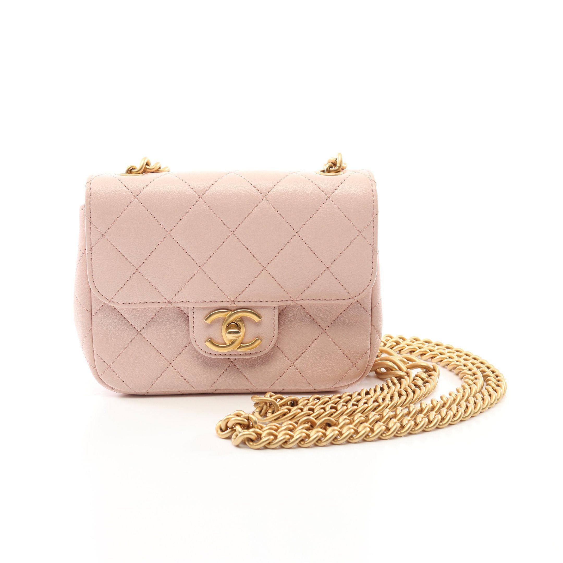 Chanel Matelasse Chain Shoulder Bag Lambskin Pink Gold Hardware, Women's
