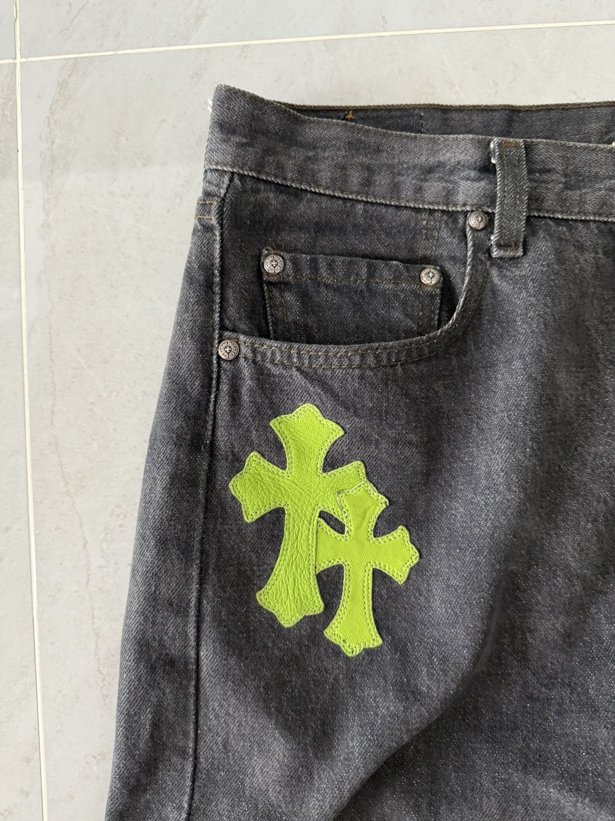 Chrome Hearts Chrome Hearts Slime Green Patched Levis 501 Sz.36 Size US 36 / EU 52 - 3 Thumbnail