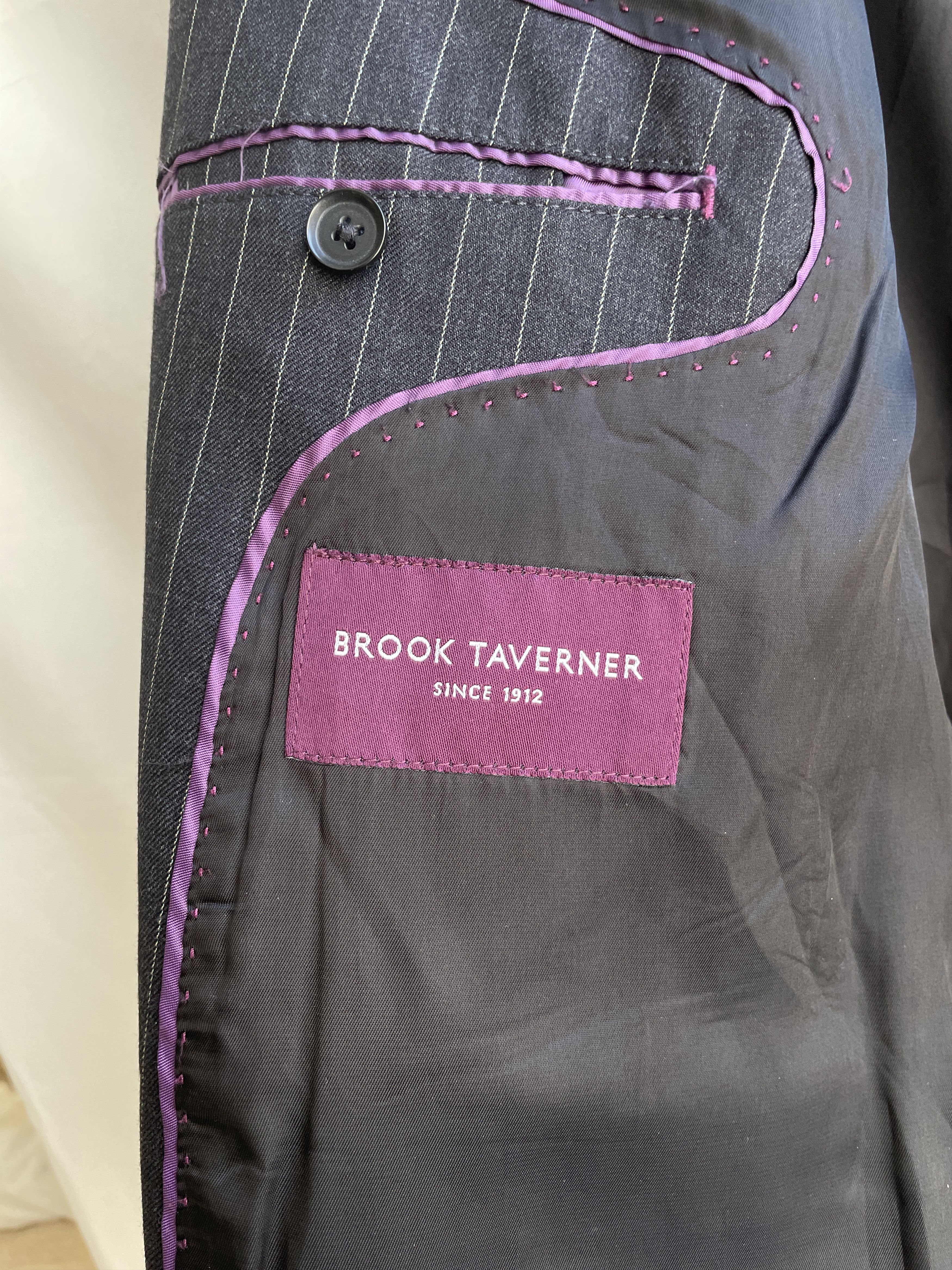 Other Brook Taverner Charcoal Gray Pinstripe Wool Suit Size 48S - 14 Thumbnail