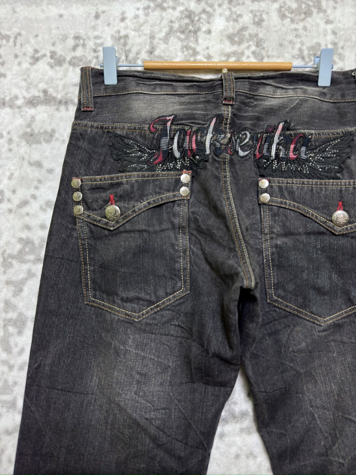 Hysteric Glamour Jack Serika Punk Whisker Faded Black Denim Jeans Patch Logo Size US 31 - 8 Thumbnail