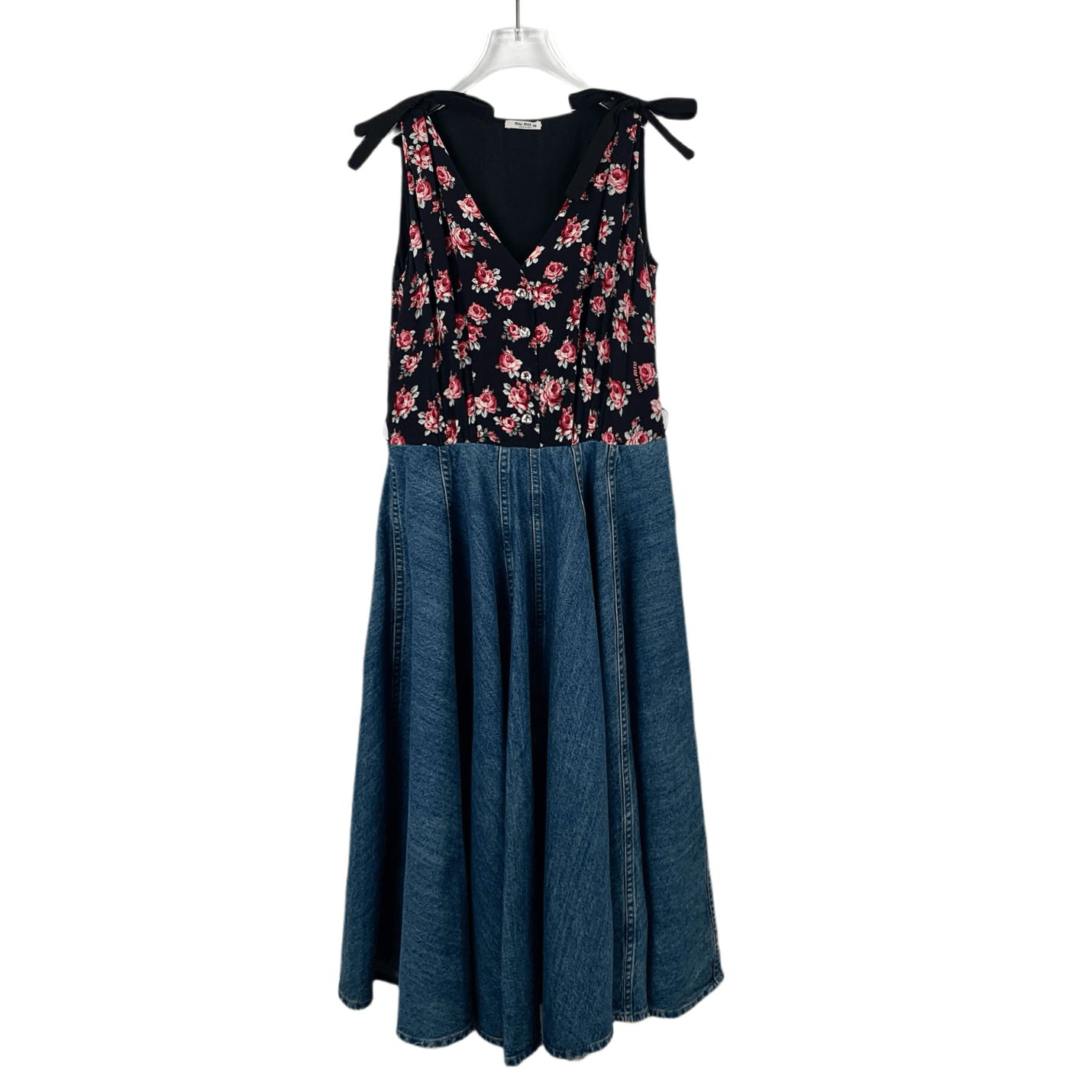 Miu Miu MiuMiu denim Dress in Mixed Colour Floral print Size S / US 4 / IT 40 - 1 Thumbnail