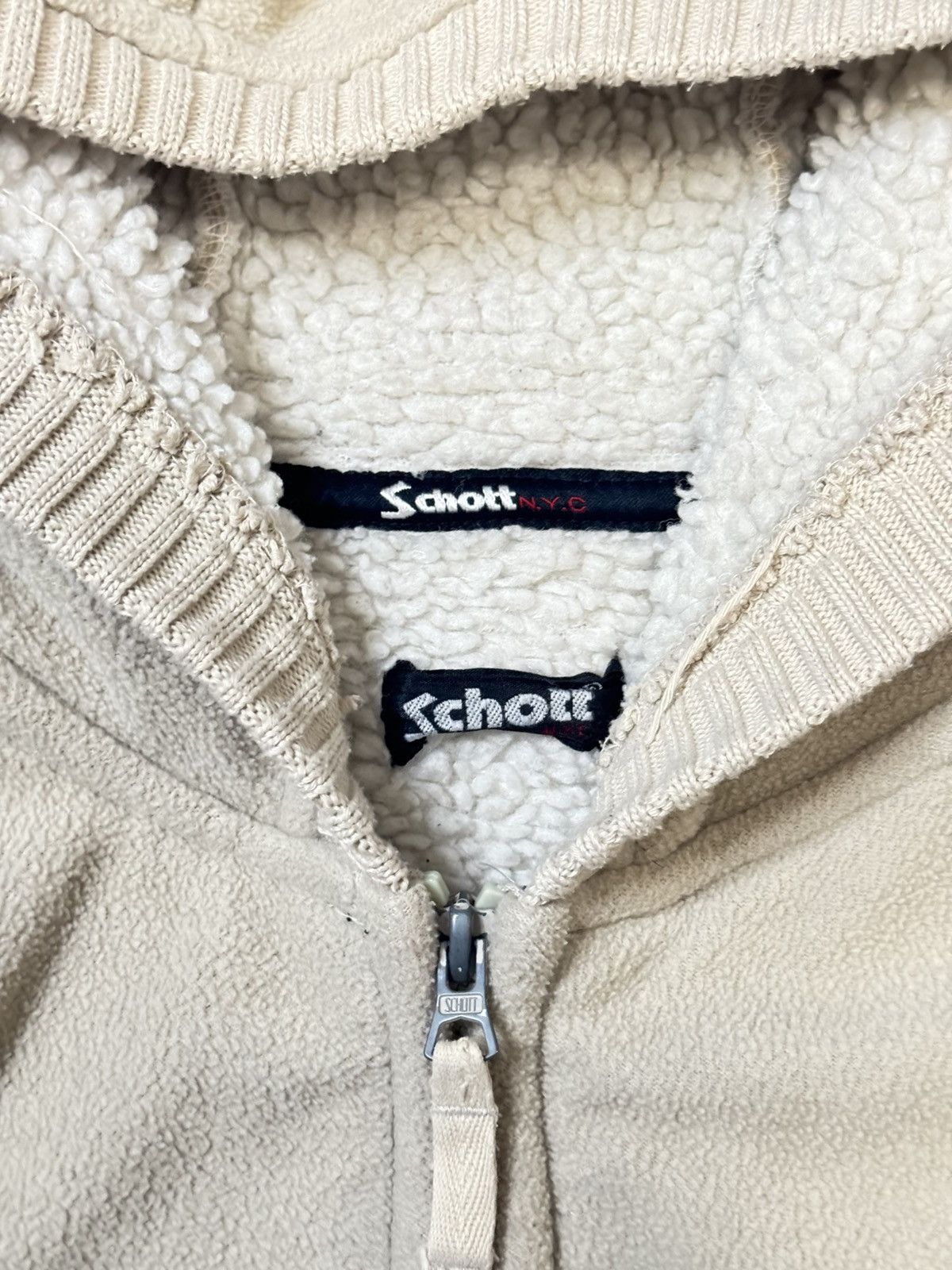 Schott × Vintage Vintage Y2K Schott Sherpa Fleece Zip Hoodie Jacket Size US M / EU 48-50 / 2 - 7 Thumbnail