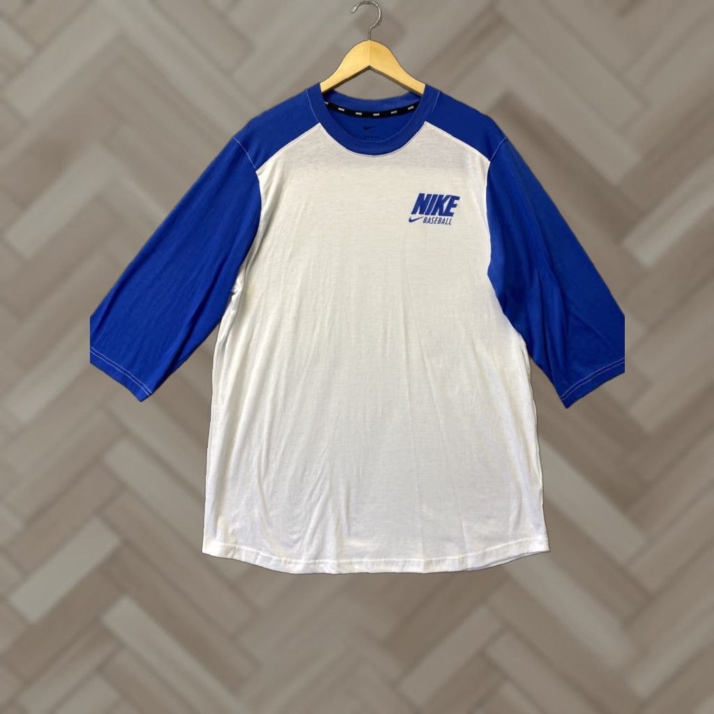 Nike Nike Shirt Mens L White Blue Baseball 3/4 Sleeve Essentials Dri-Fit 94-70 Size US L / EU 52-54 / 3 - 1 Thumbnail