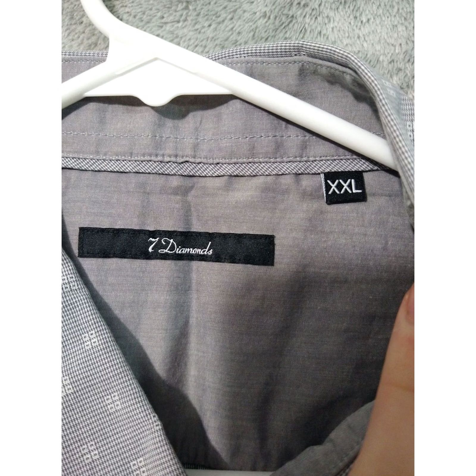Vintage 7 Diamonds Shirt Mens 2XL Gray Long Sleeve Button Down Cowboy Western Snap Shirt Size US XXL / EU 58 / 5 - 7 Thumbnail