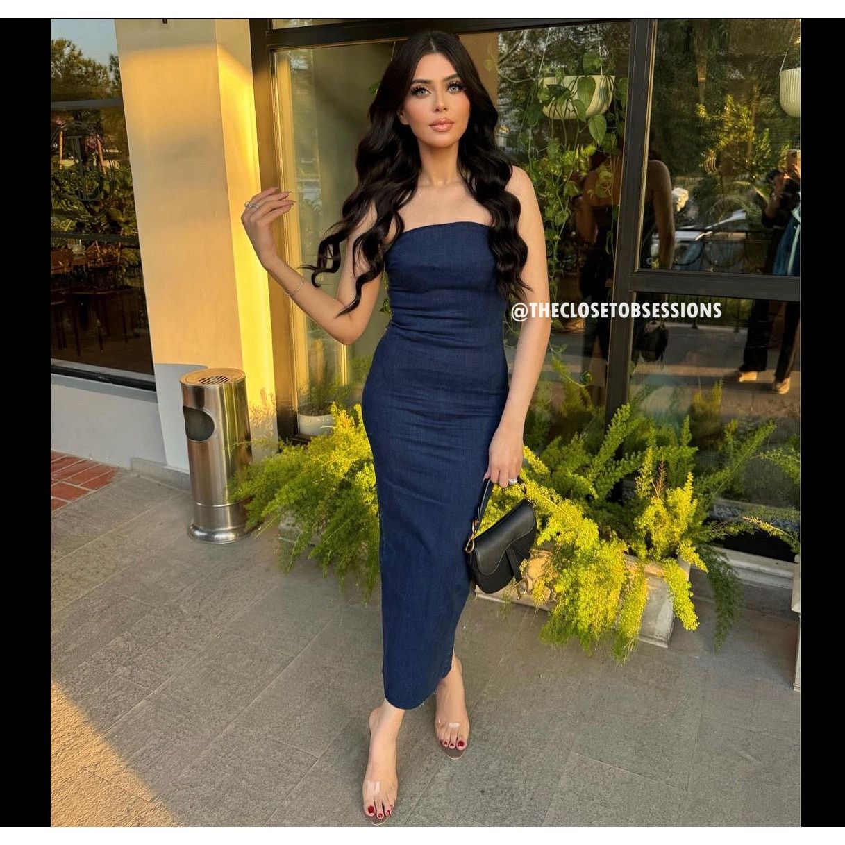 zara fitted blue dress ZARA FITTED TEXTURED BLUE DRESS – boudiourcollections main image 1