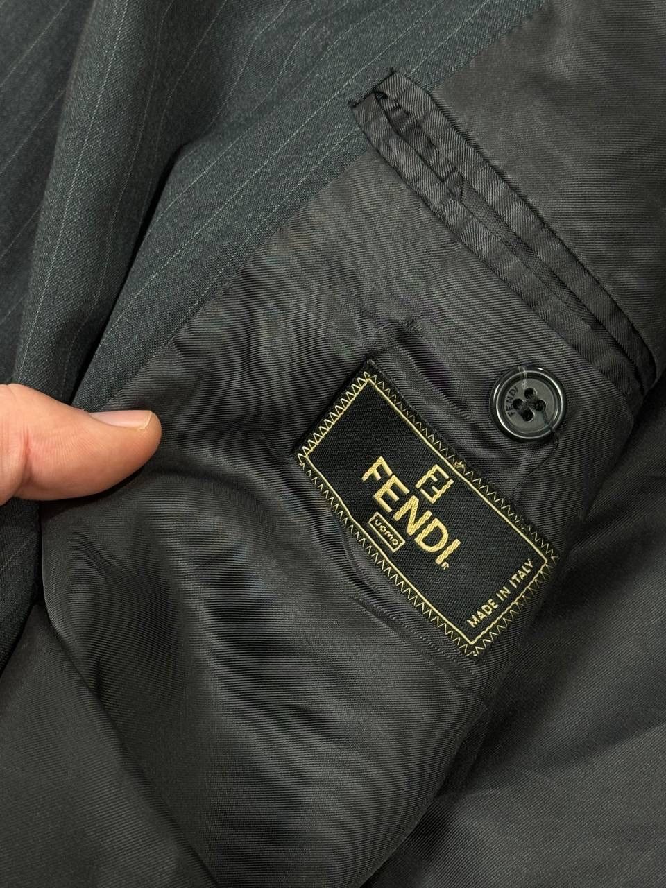 Fendi Vtg Fendi Uomo Pinstripe Suit Jacket Blazer Gray Wool Size 44L - 11 Thumbnail
