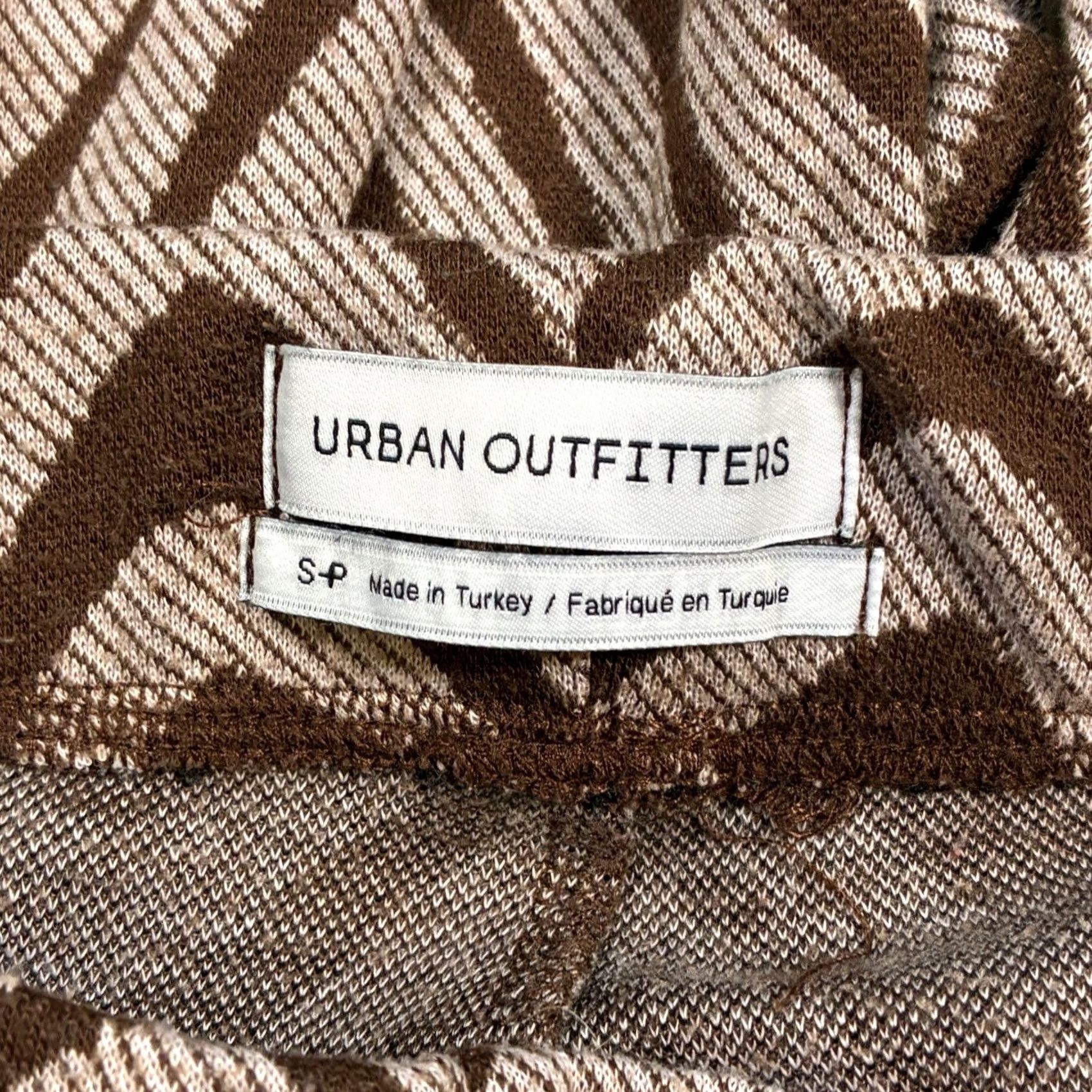 Urban Outfitters EUC Urban Outfitters Brown White Retro Print Wide Leg Flare Pants Women's S Size 28" / US 6 / IT 42 - 3 Thumbnail