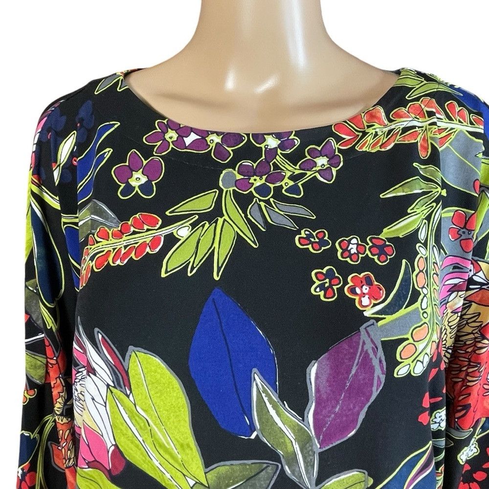 Chicos Chico's Easy Chic Floral-Print Relaxed Top Size 2 US L Size L / US 10 / IT 46 - 3 Thumbnail