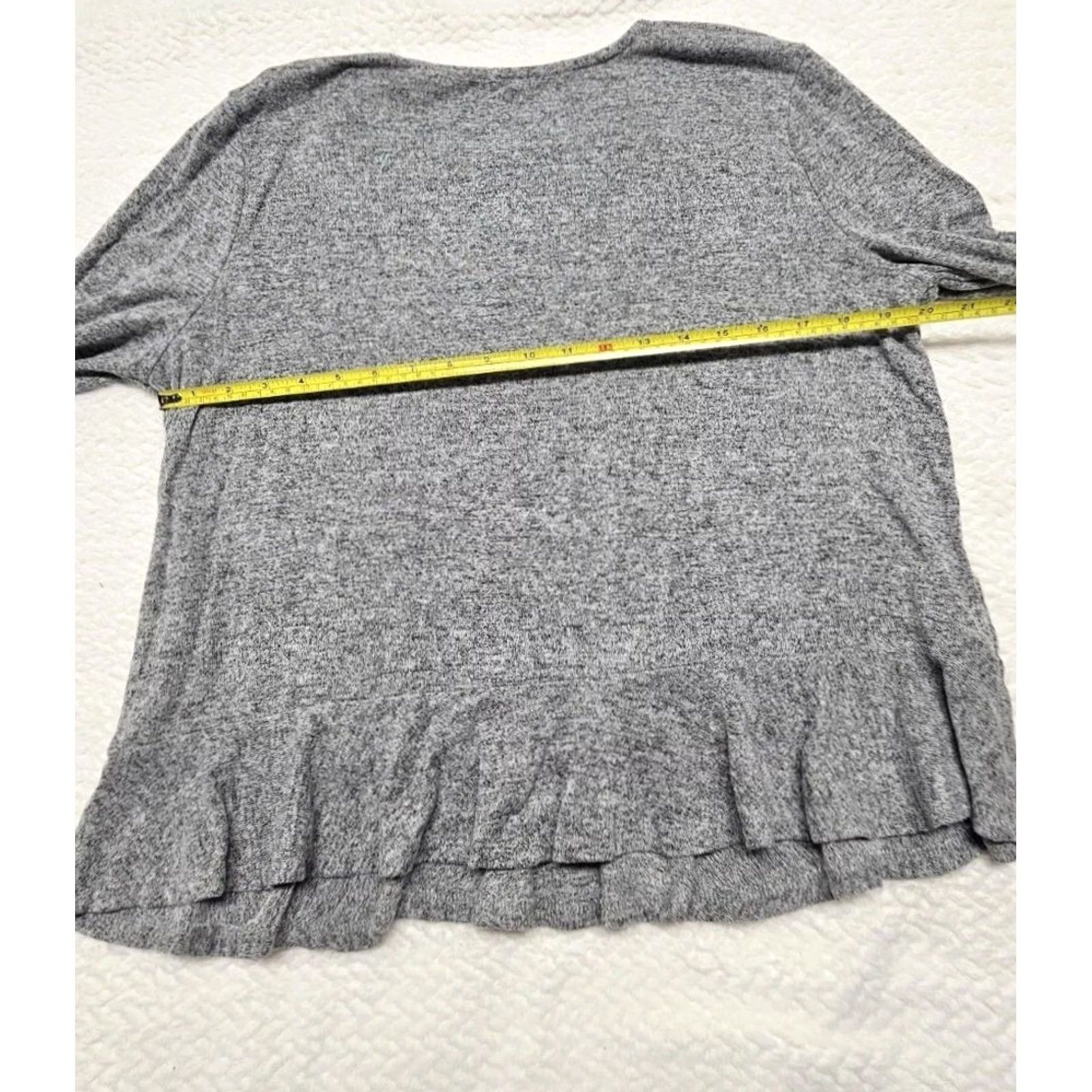 Bell Liberty Love Women's Top Blouse Gray XL Bell Sleeve Pullover Casual Ruffle Hem Comfy Basic Size XL / US 12-14 / IT 48-50 - 5 Thumbnail