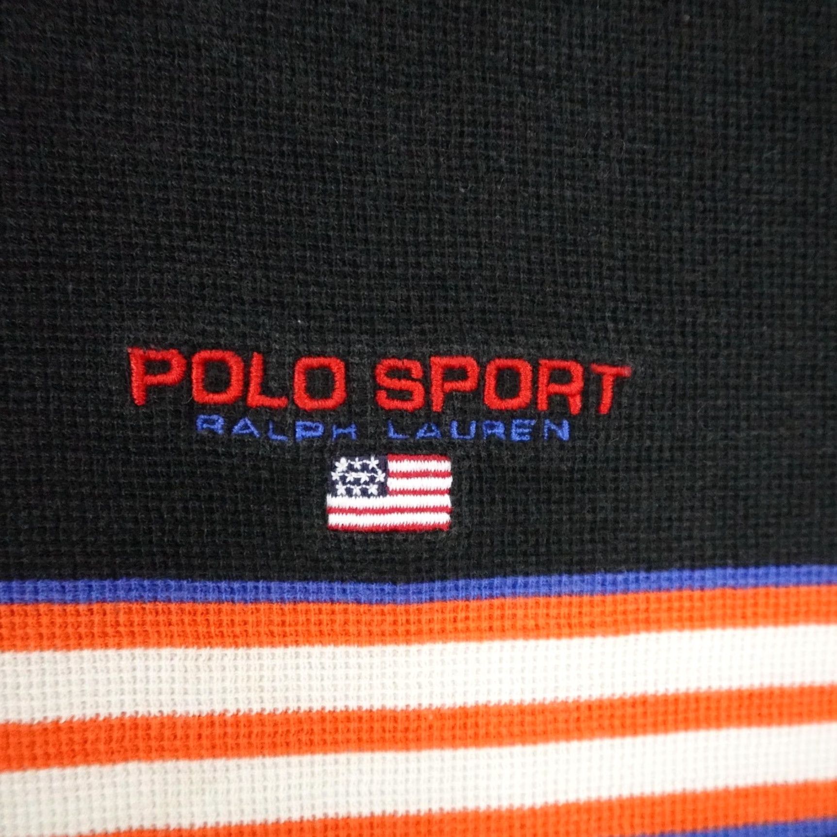 Ralph Lauren VINTAGE Ralph Lauren Polo Sport Shirt Mens L Black Striped USA Flag Logo Y2K Size US L / EU 52-54 / 3 - 3 Thumbnail