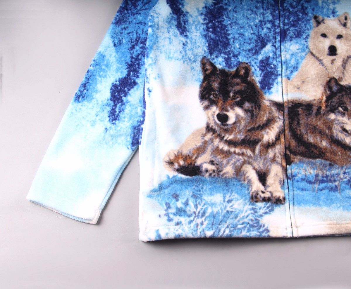 Vintage Vintage Fleece All Over Print Dog Retro Jacket Animal Wolf M Size US M / EU 48-50 / 2 - 2 Thumbnail
