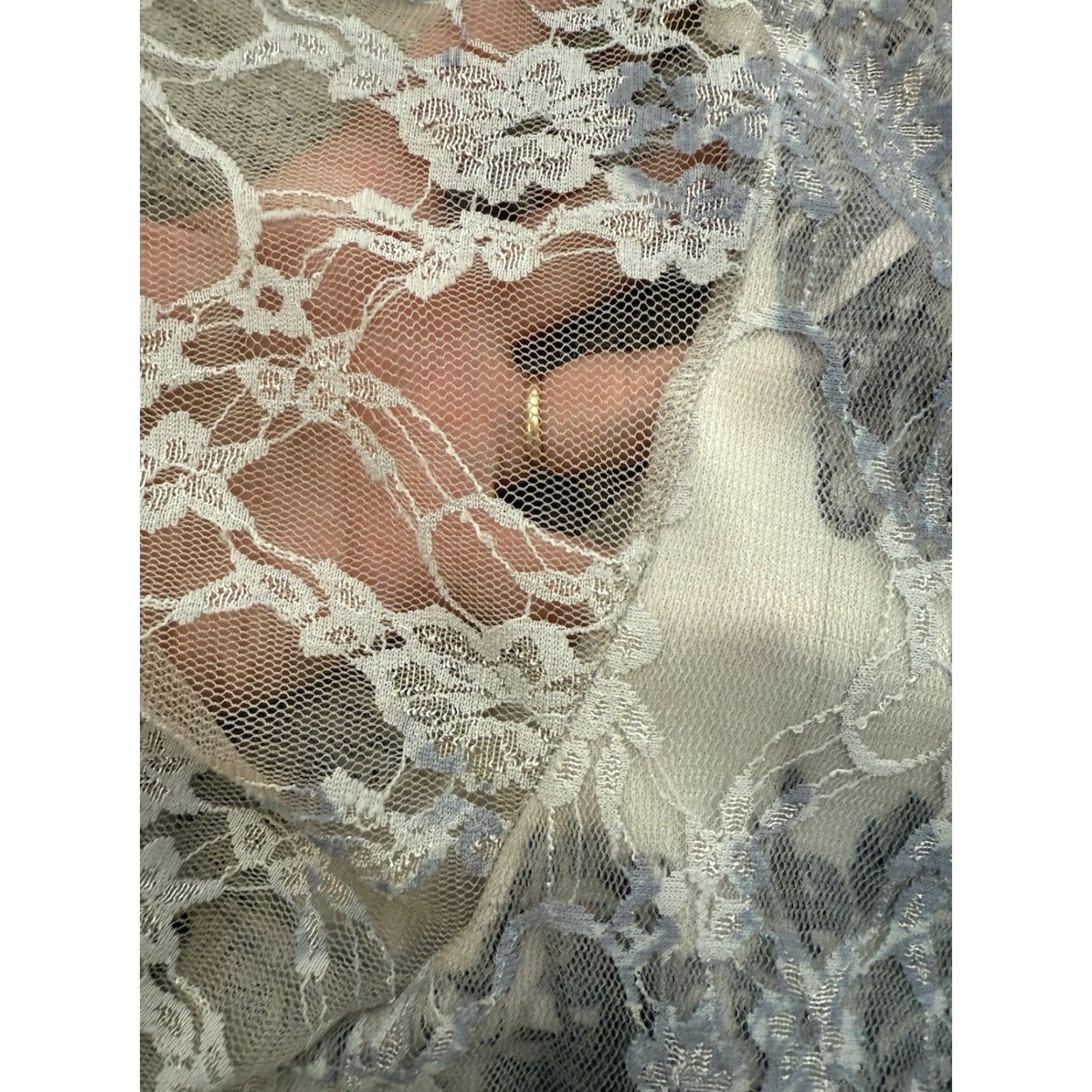 Vintage VINTAGE Dressbarn Blouse 1X Plus Women Sheer Lace Overlay Floral Fairycore Whimsigoth Blue Nylon Polyester Spandex Lace Size XL / US 12-14 / IT 48-50 - 8 Thumbnail