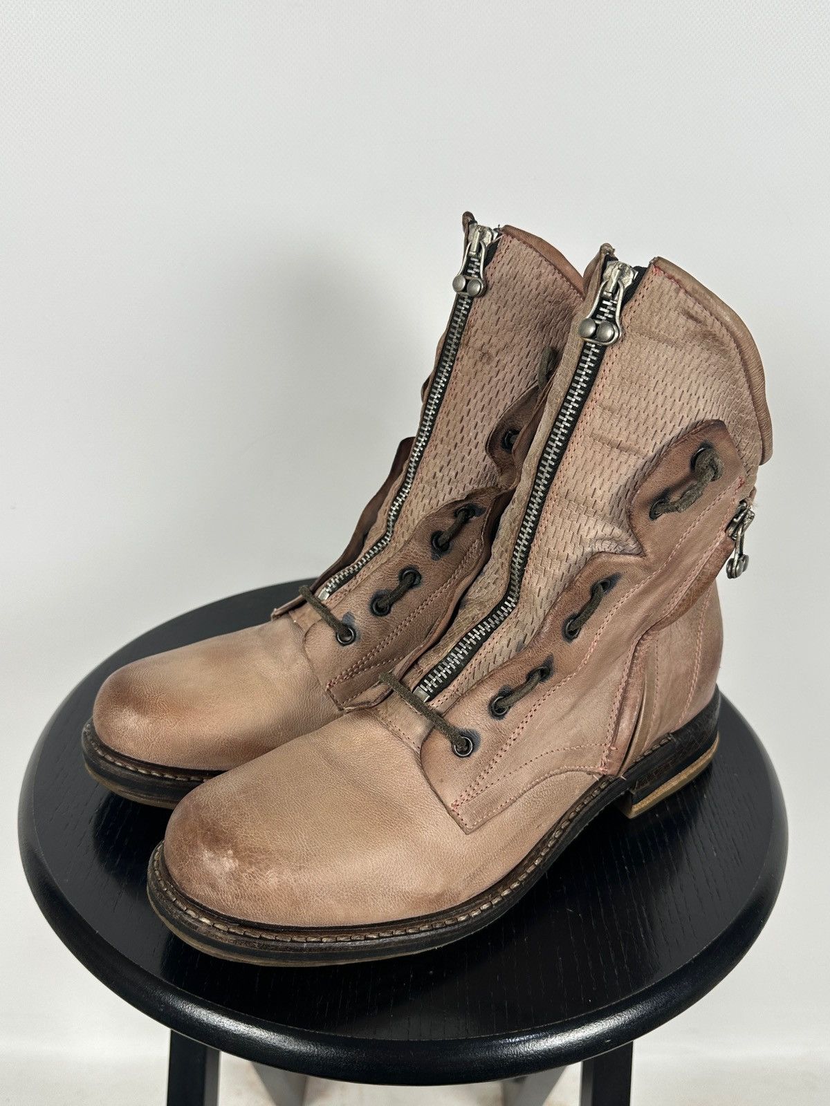 A.S.98 A.S.98. Airstep Leather Front Zip Biker Combat Ankle Boots Size US 10 / IT 40 - 1 Thumbnail