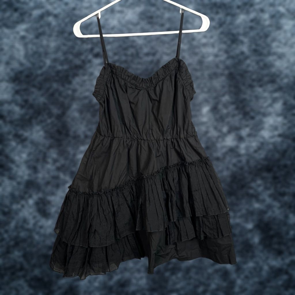 Vintage Urban Revivo Black Tiered Midi Dress W/ Spaghetti Straps Size 8 100% Cottom Size M / US 6-8 / IT 42-44 - 1 Thumbnail