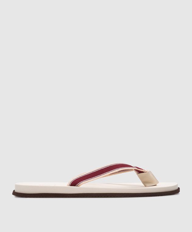 Brunello Cucinelli o1la1rc1a0425 Slippers in Burgundy/White Size US 7 / EU 40 - 2 Thumbnail