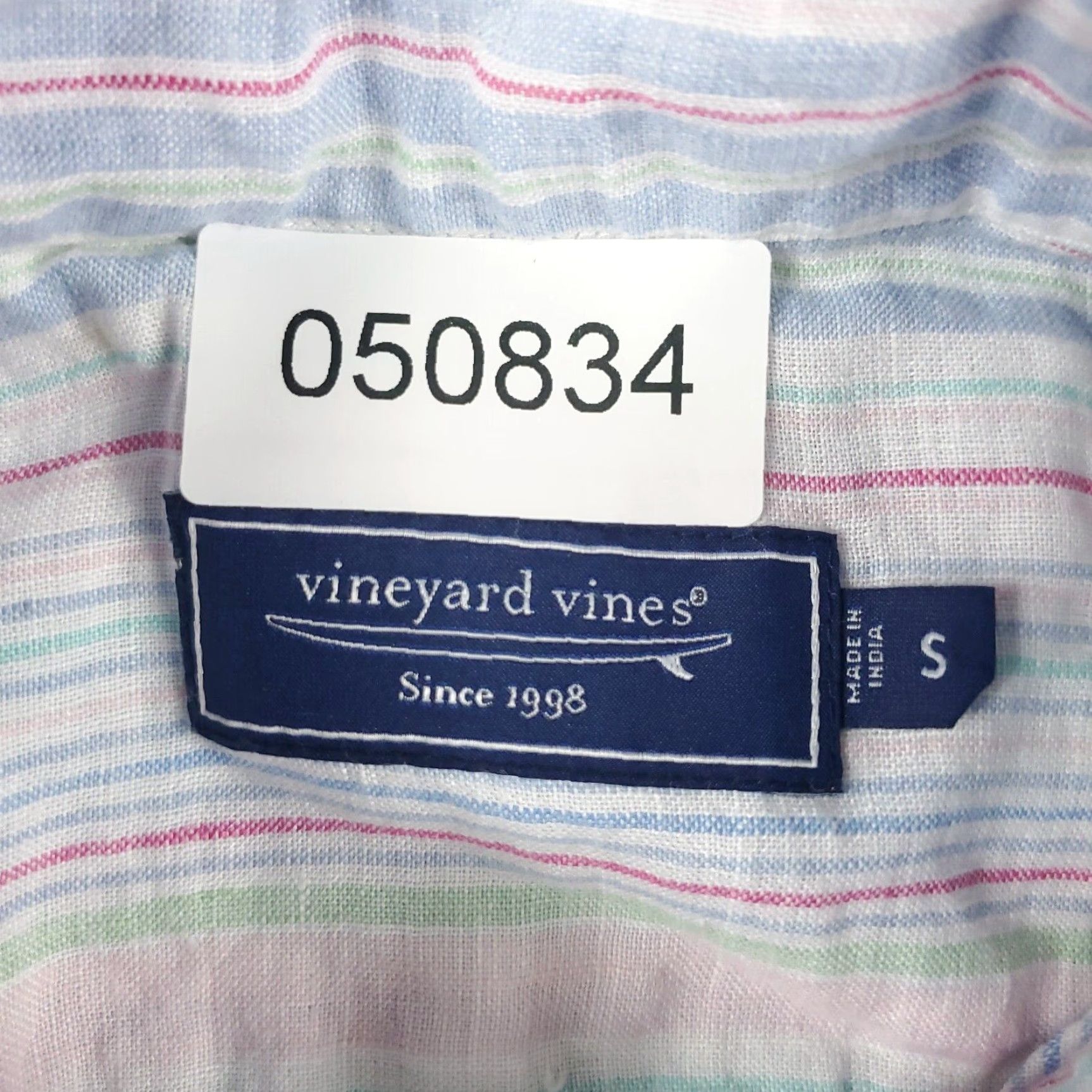 Vineyard Vines VINEYARD VINES Shirt Button-Up Collared Blue Red Striped Linen Short Sleeve Mens Small Size US S / EU 44-46 / 1 - 7 Thumbnail