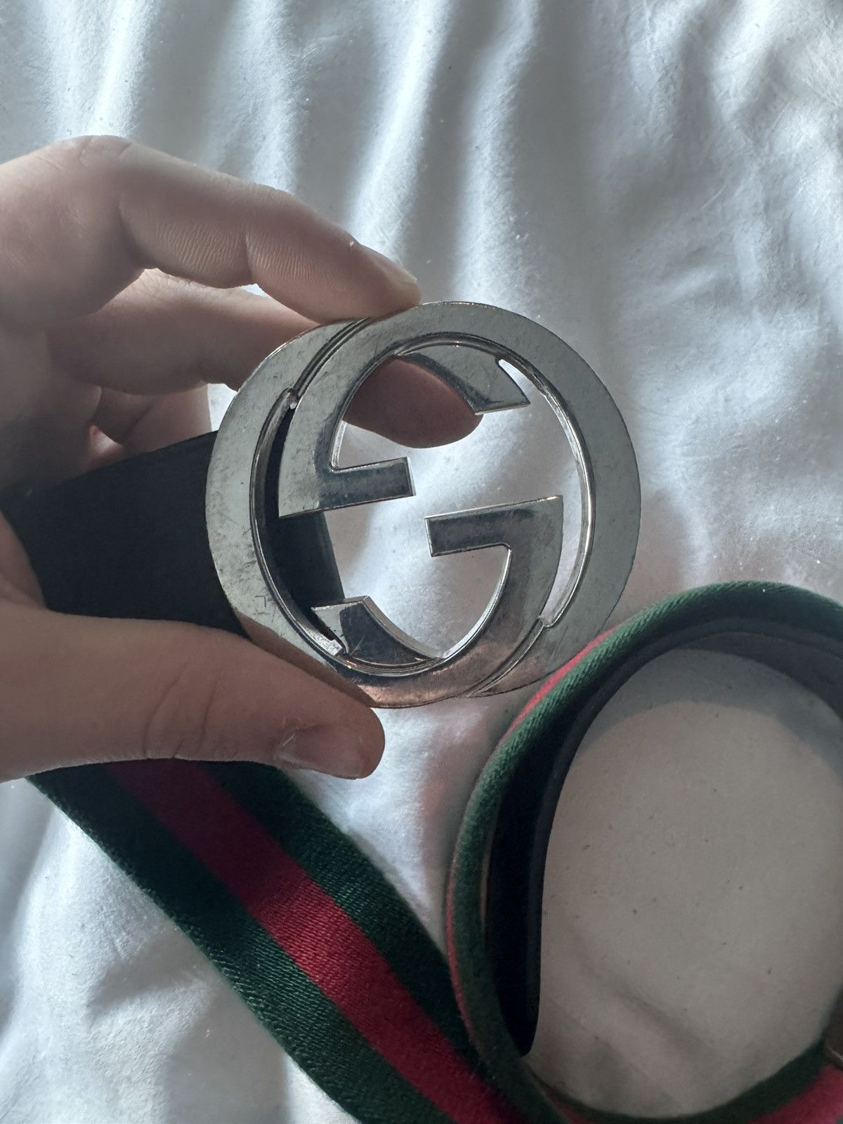 Gucci Gucci GG Green and Red Canvas Belt Size ONE SIZE - 2 Thumbnail
