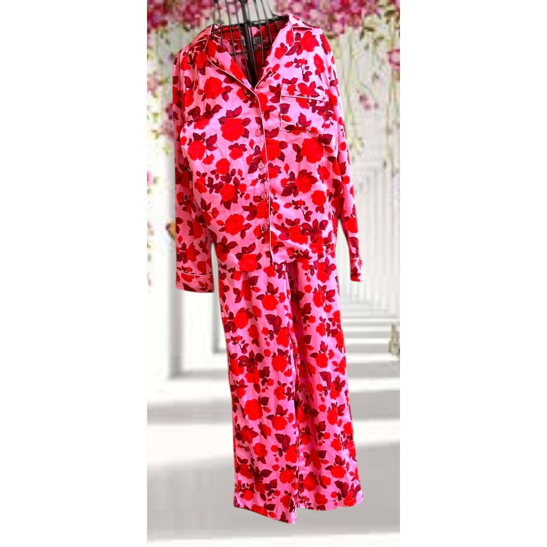 Loft Loft Sleep Pajama Set XS Extra Small Pink Red Floral Relax Size XS / US 0-2 / IT 36-38 - 1 Thumbnail