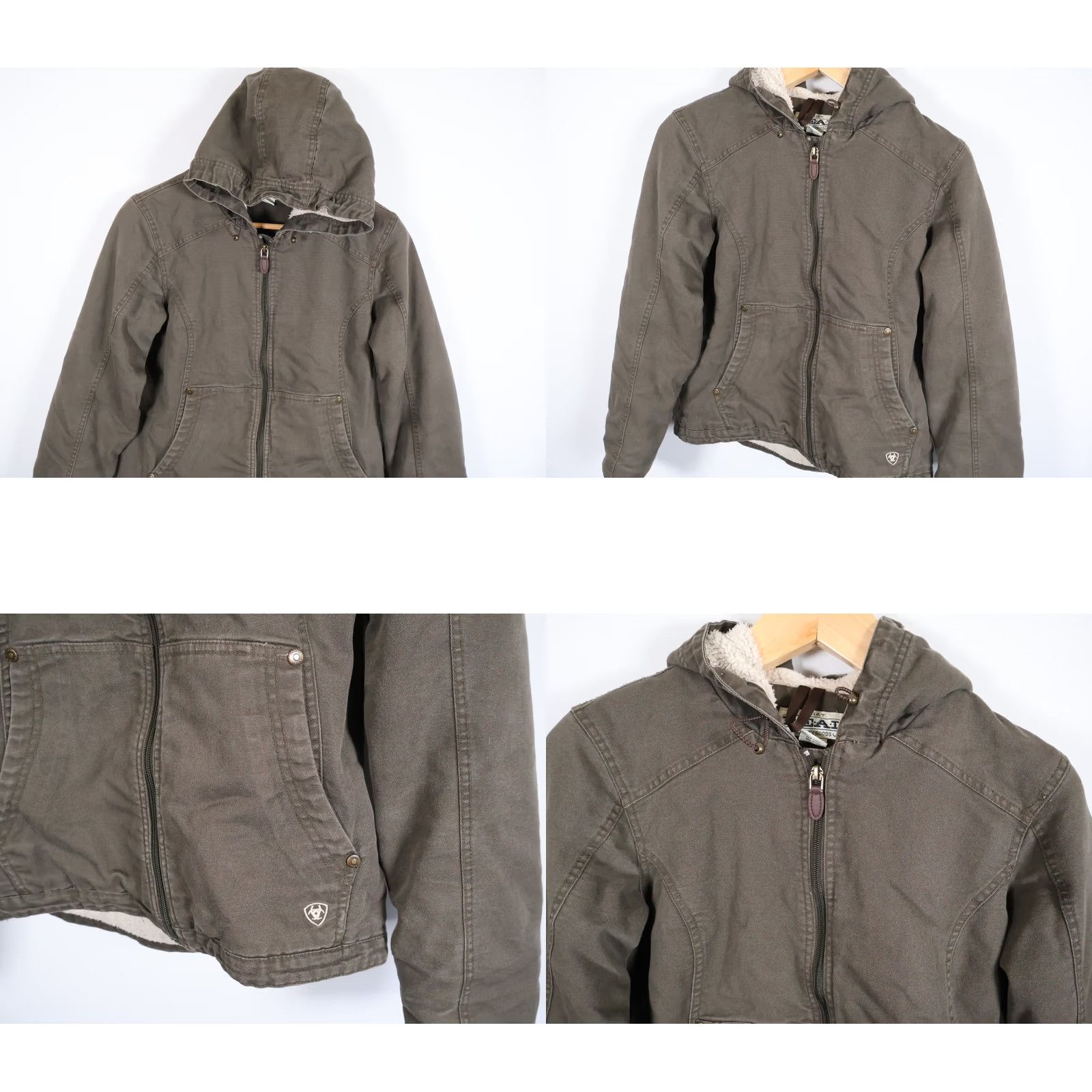 Ariat Ariat Jacket Women’s Medium Green Hooded Sherpa Lined Canvas Full Zip Shirt Coat? Size M / US 6-8 / IT 42-44 - 9 Thumbnail