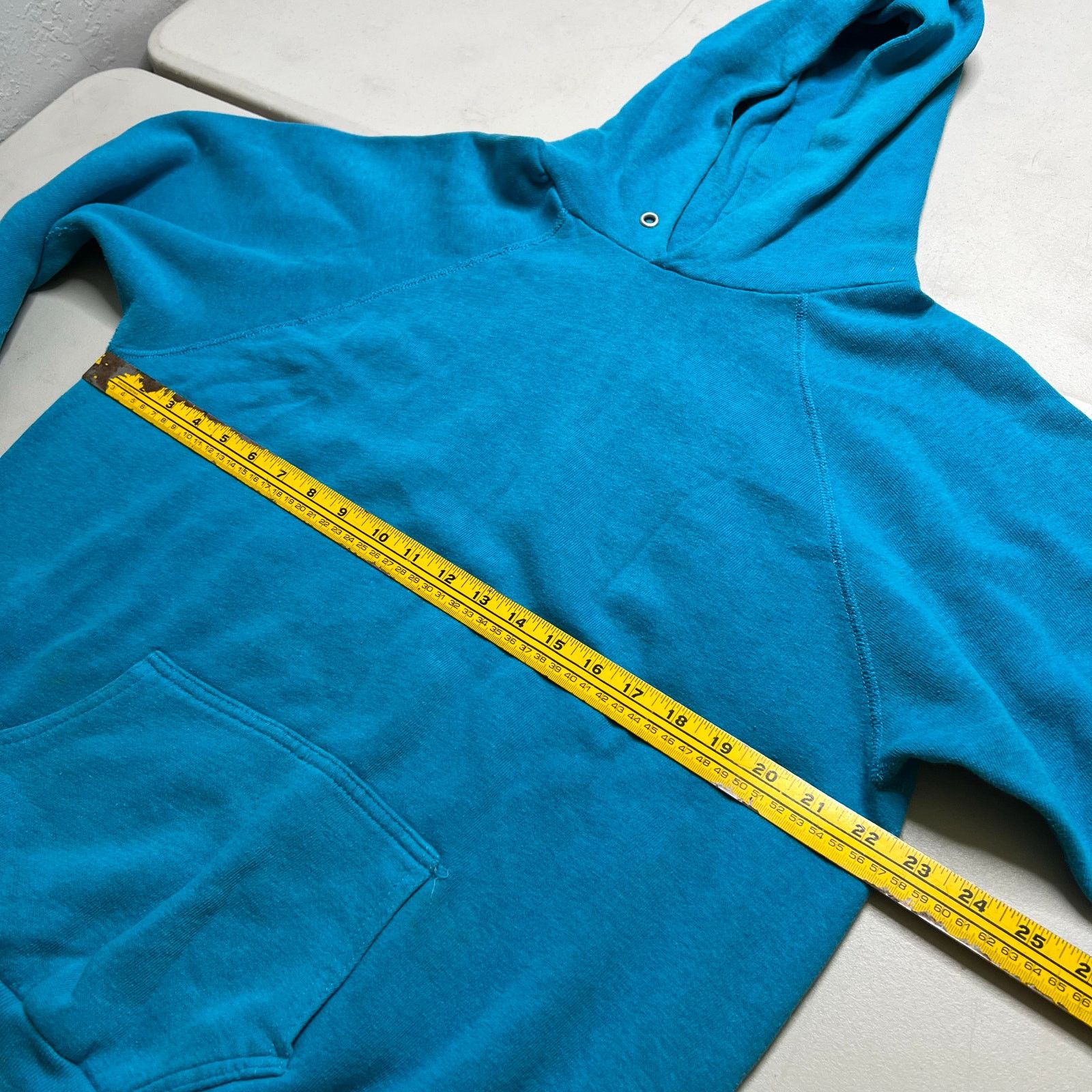 Vintage Vintage 70s Aqua Blue Raglan Hoodie Pullover Sweatshirt L Size US L / EU 52-54 / 3 - 6 Thumbnail