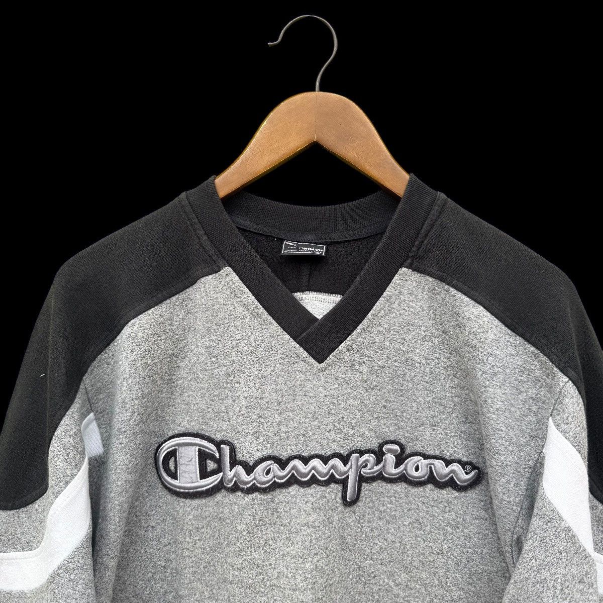 Champion Champion Black/Grey Embroidery Spell Out Sweatshirt Size US M / EU 48-50 / 2 - 2 Thumbnail