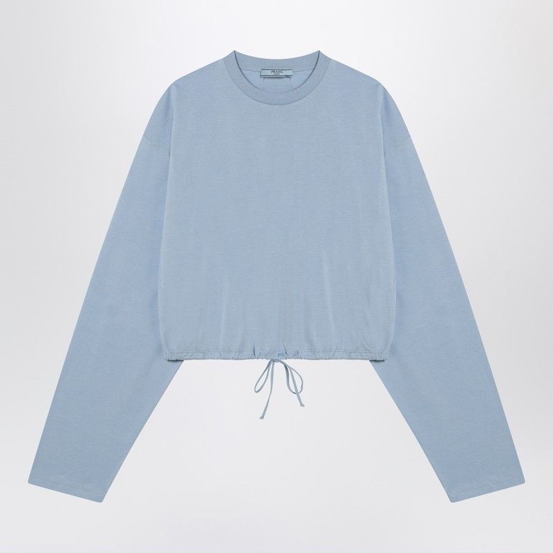 Prada Prada Light Blue Sweater With Elastic Hem Size L / US 10 / IT 46 - 1 Thumbnail