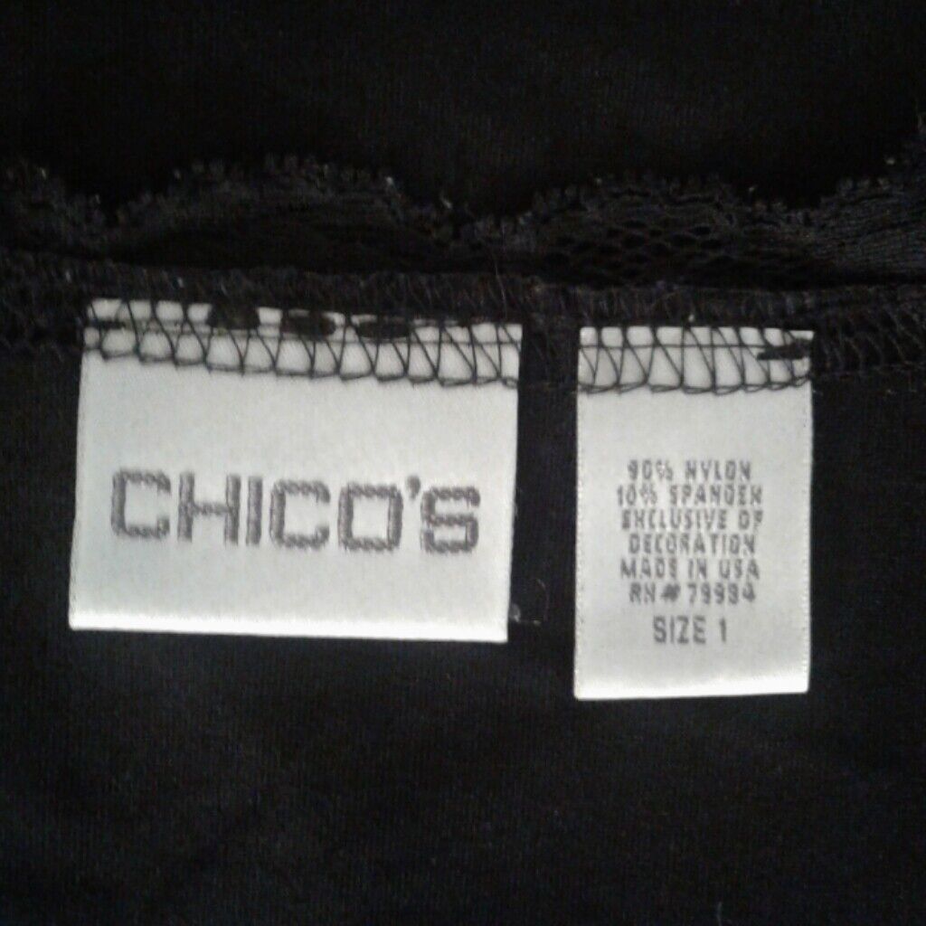 Chicos Chicos Size 1 M 8 Tank Top Black Sleeveless Lace Trimmed V N Size M / US 6-8 / IT 42-44 - 7 Thumbnail
