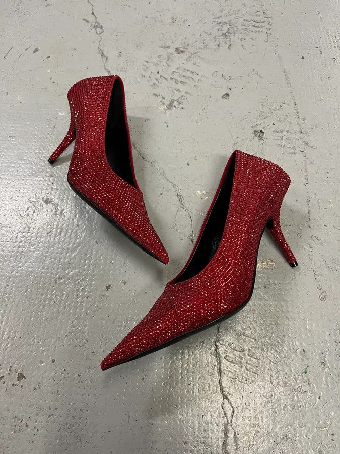 Balenciaga Balenciaga Red Strass Heels Size US 6 / IT 36 - 3 Thumbnail