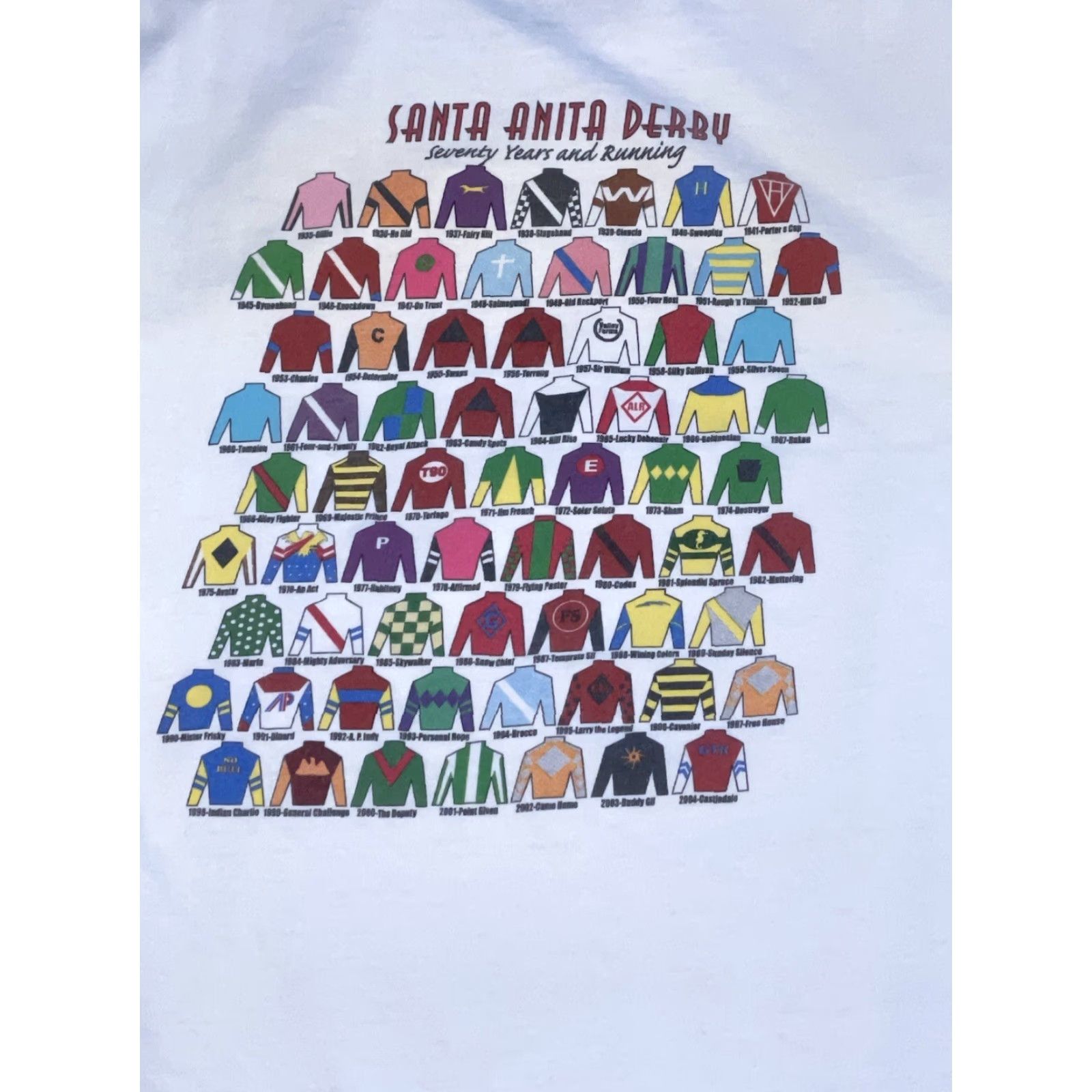 Vintage VINTAGE Derby T-Shirt Men L White 21x27 Santa Anita Derby Horses 21x27 Size US L / EU 52-54 / 3 - 5 Thumbnail