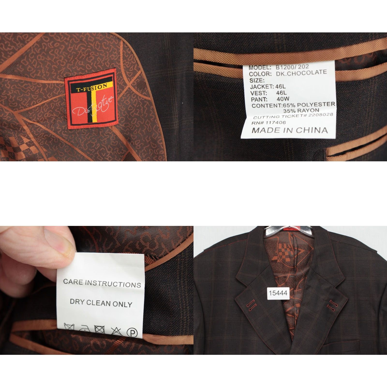 Doublet T Fusion Blazer Mens 46L Brown Windowpane Plaid 3 Button Double Vented Preppy Blazer Size 46R - 8 Thumbnail