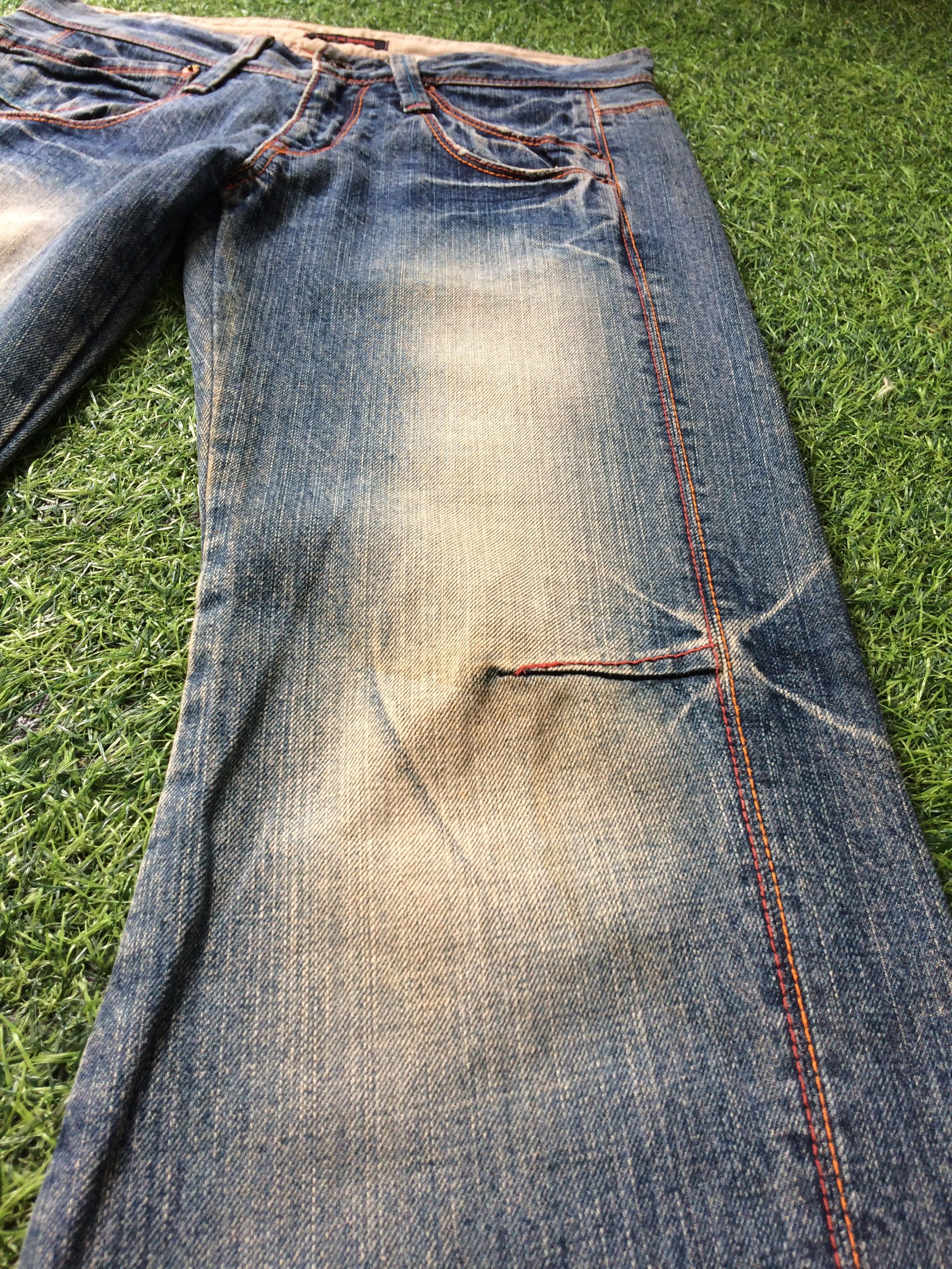 Designer Japanese Low Rise Distressed Flare Jeans #D-466 Size 29" - 6 Thumbnail