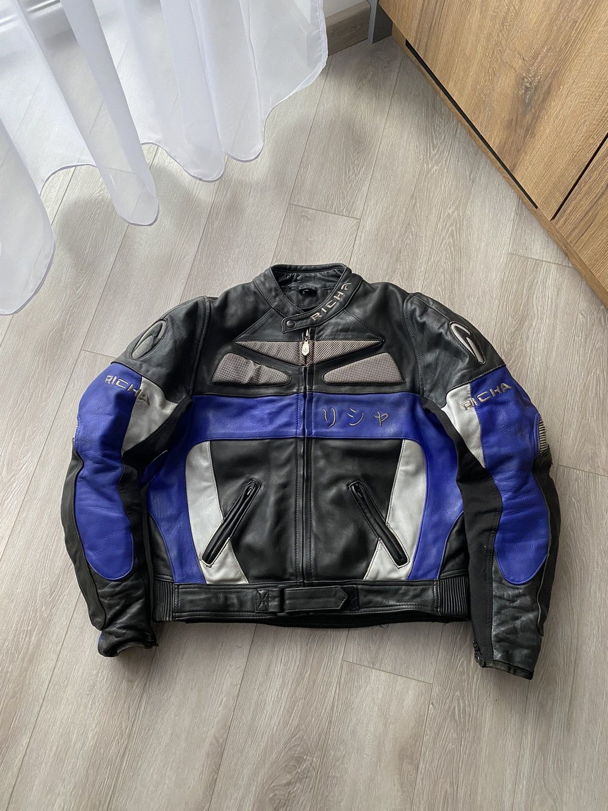 image of Leather Jacket x Racing Richa Japanese Leather Moto Racing Jacket, Men's (Size Small)