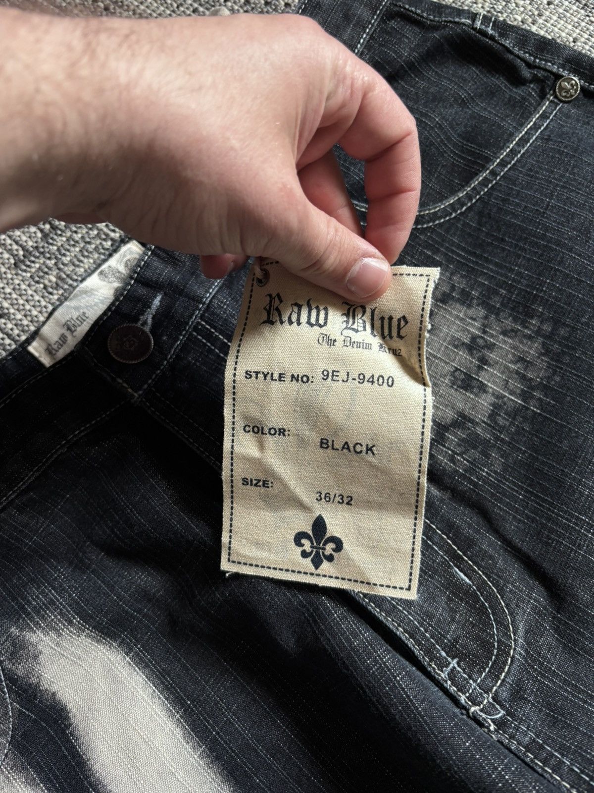 Other Y2K Raw Blue Vintage Wide Leg Jeans Hand Graphic Faded Black Size US 36 / EU 52 - 8 Thumbnail