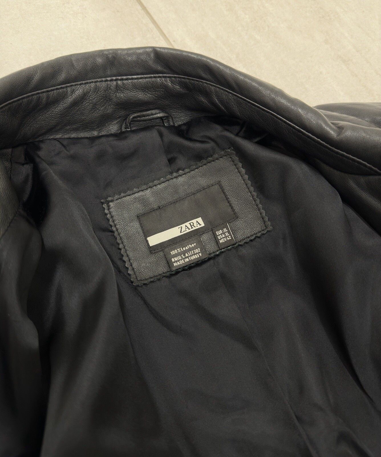 vintage ZARA Leather Long Trench Coat Jacket y2k Swag
