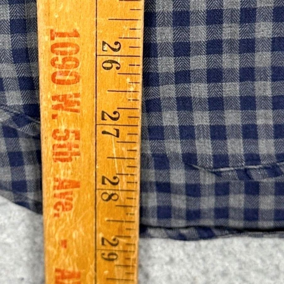 Billy Reid Billy Reid Shirt Mens Medium Navy Grey Button Up Gingham Check Casual Pockets Size US M / EU 48-50 / 2 - 7 Thumbnail