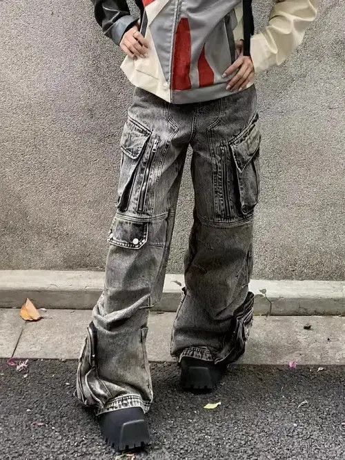 Japanese Brand × Jean Vintage workfashion multi-pocket draped wide-leg cargo Size US 32 / EU 48 - 3 Thumbnail