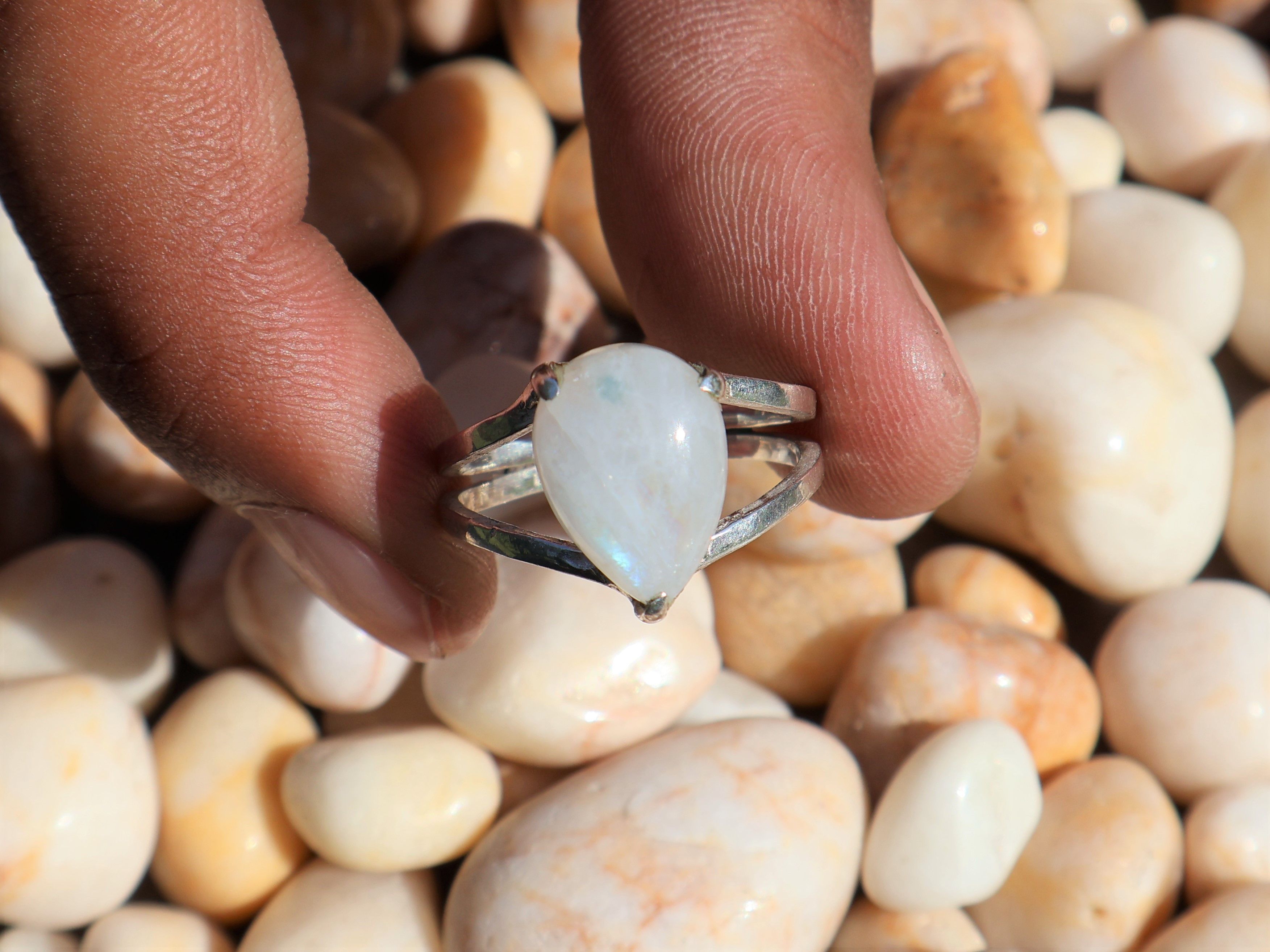 Handmade Rainbow Moonstone Ring, Handmade Ring, 925 Sterling Silver, Size ONE SIZE - 7 Thumbnail