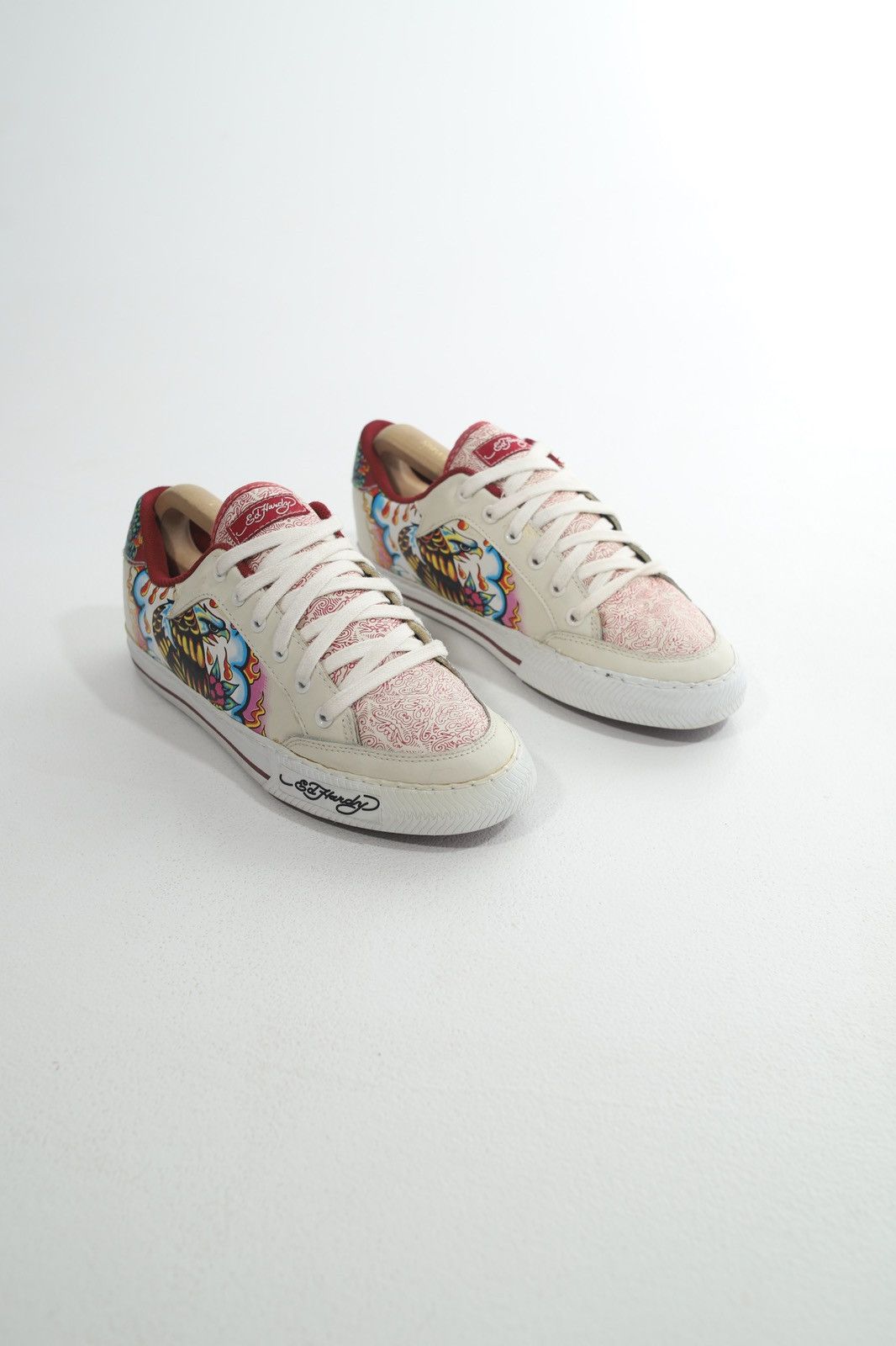 image of Christian Audigier x Ed Hardy Vintage Ed Hardy Print Low-Top Leather Sneakers, Men's (Size 9)