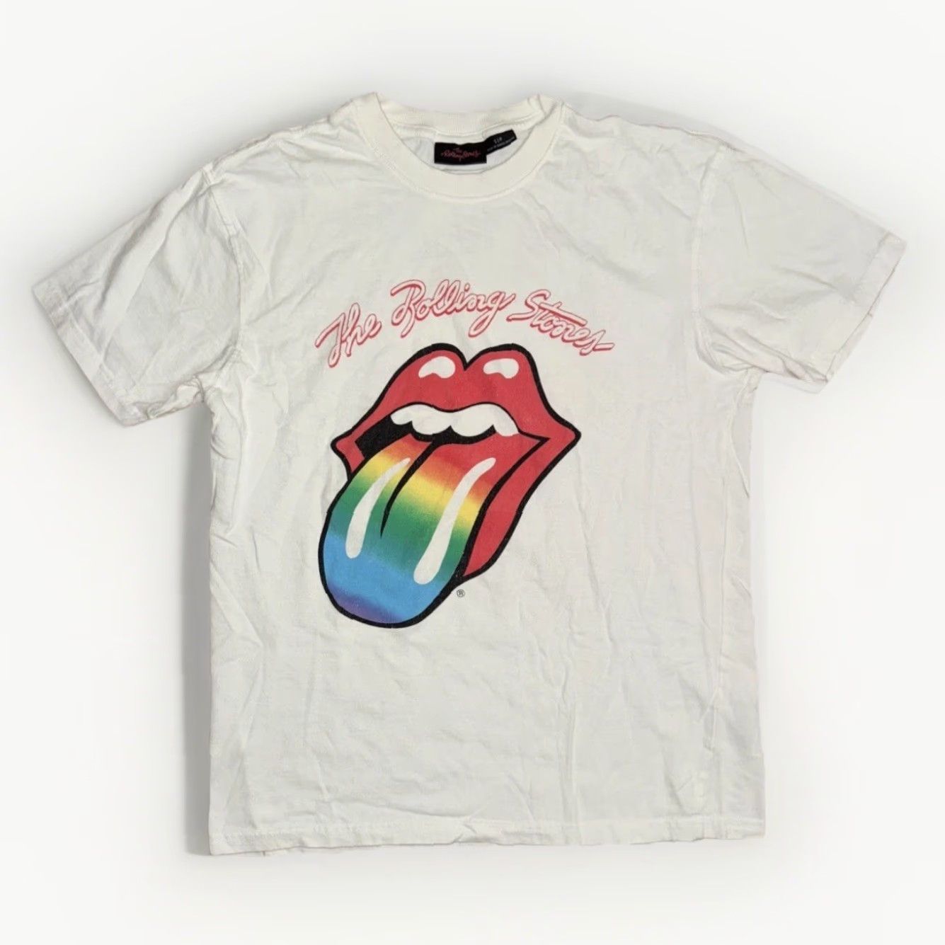 Rainbow VINTAGE Rolling Stones Rainbow Tongue Graphic Band T-Shirt White Small 19x25 Size US S / EU 44-46 / 1 - 3 Thumbnail