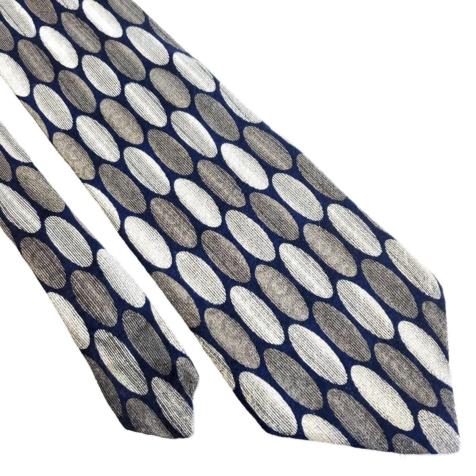 Albert Nipon Albert Nipon Gray Blue Beige Geometric Wide Abstract Silk Ti Size ONE SIZE - 1 Thumbnail