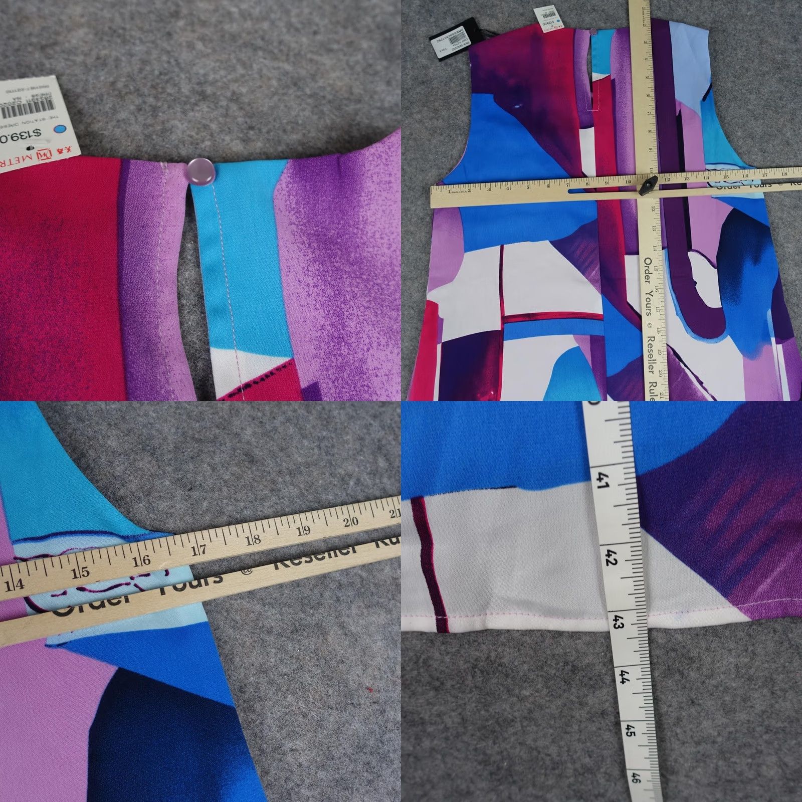 Vintage VINTAGE The Station Dress Womens 8 Blue Geometric Shift Sleeveless Midi Pockets Art VTG Size M / US 6-8 / IT 42-44 - 8 Thumbnail