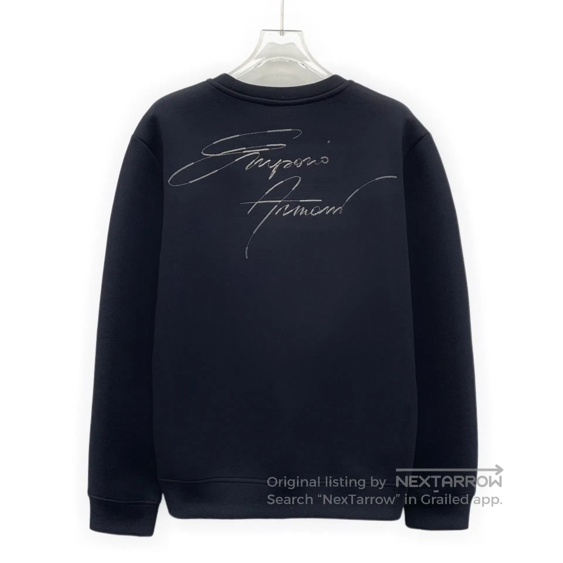 Armani Armani Black Logo Printed Cotton Round Neck Long Sleeve Sw Size US M / EU 48-50 / 2 - 2 Thumbnail