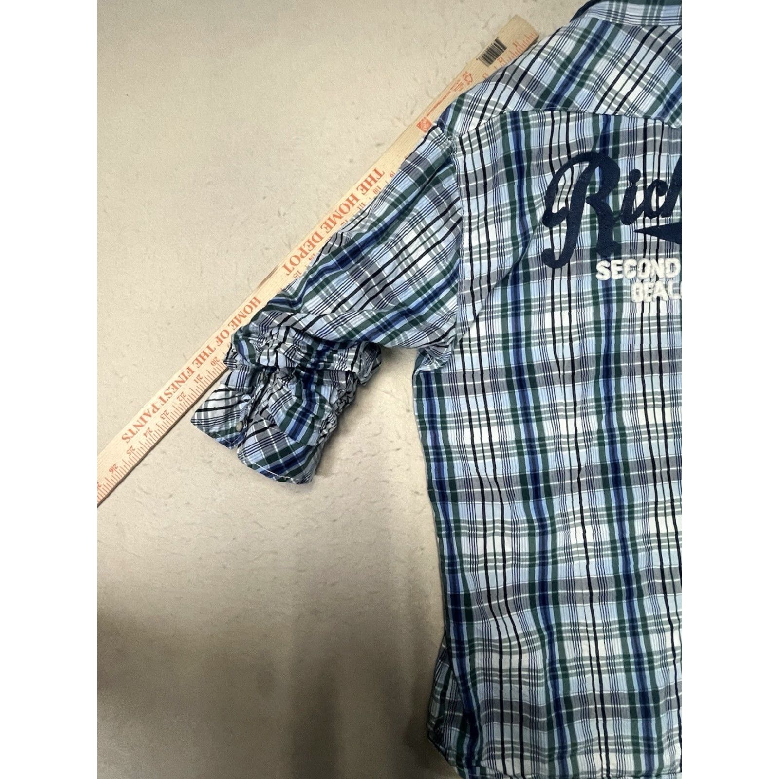 Scotch & Soda Scotch & Soda Shirt 3/4 Sleeve Button-Up Check Blue White 2XL Men Collared Pearl Snap Sleeve Size US XXL / EU 58 / 5 - 5 Thumbnail