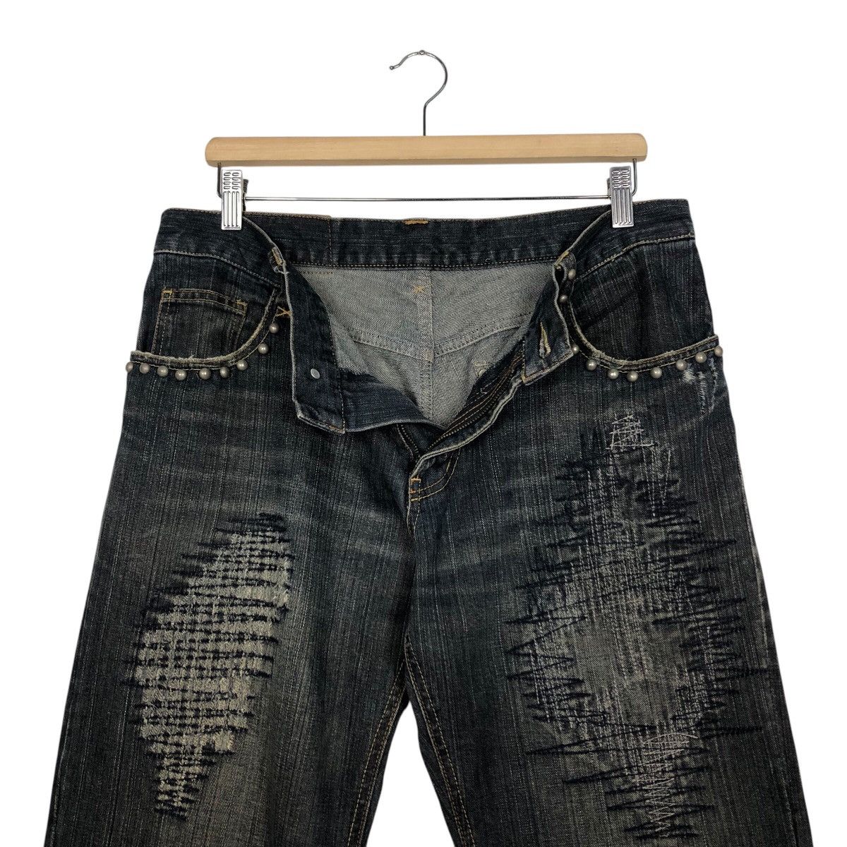 Hysteric Glamour 📌Vintage Bow Cut Design Punk Style Denim Pants Biker Size 34" / US 12 / IT 48 - 19 Thumbnail