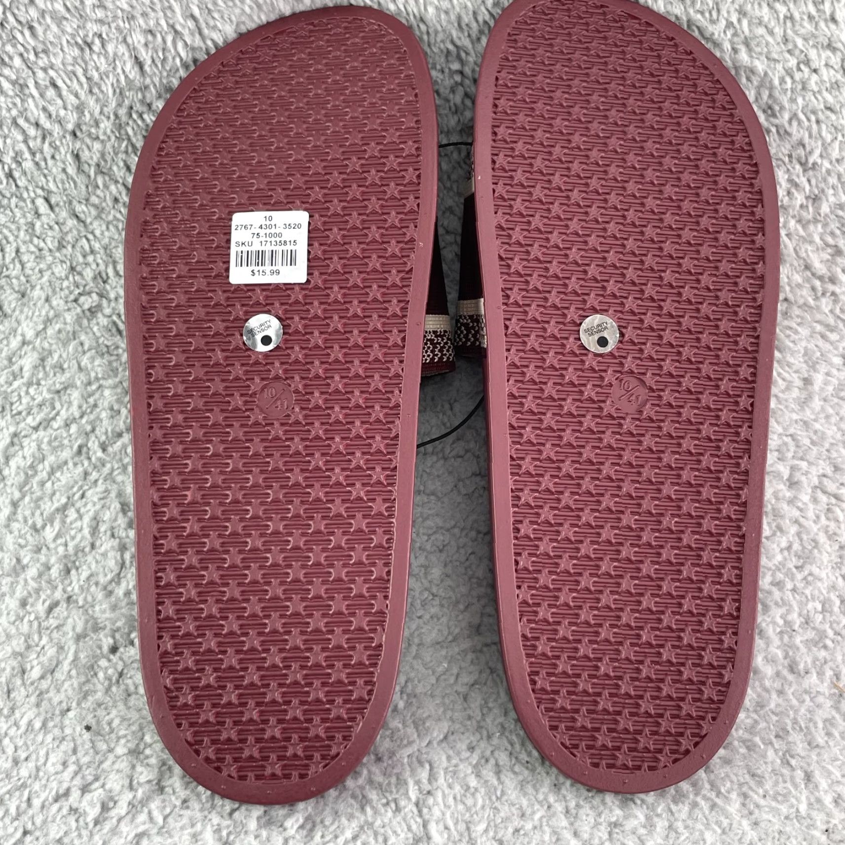 Vintage Charlotte Russe Paris Slides Womens 10 Burgundy Luxury Sandal Beach Glam Resort Size US 10 / IT 40 - 7 Thumbnail