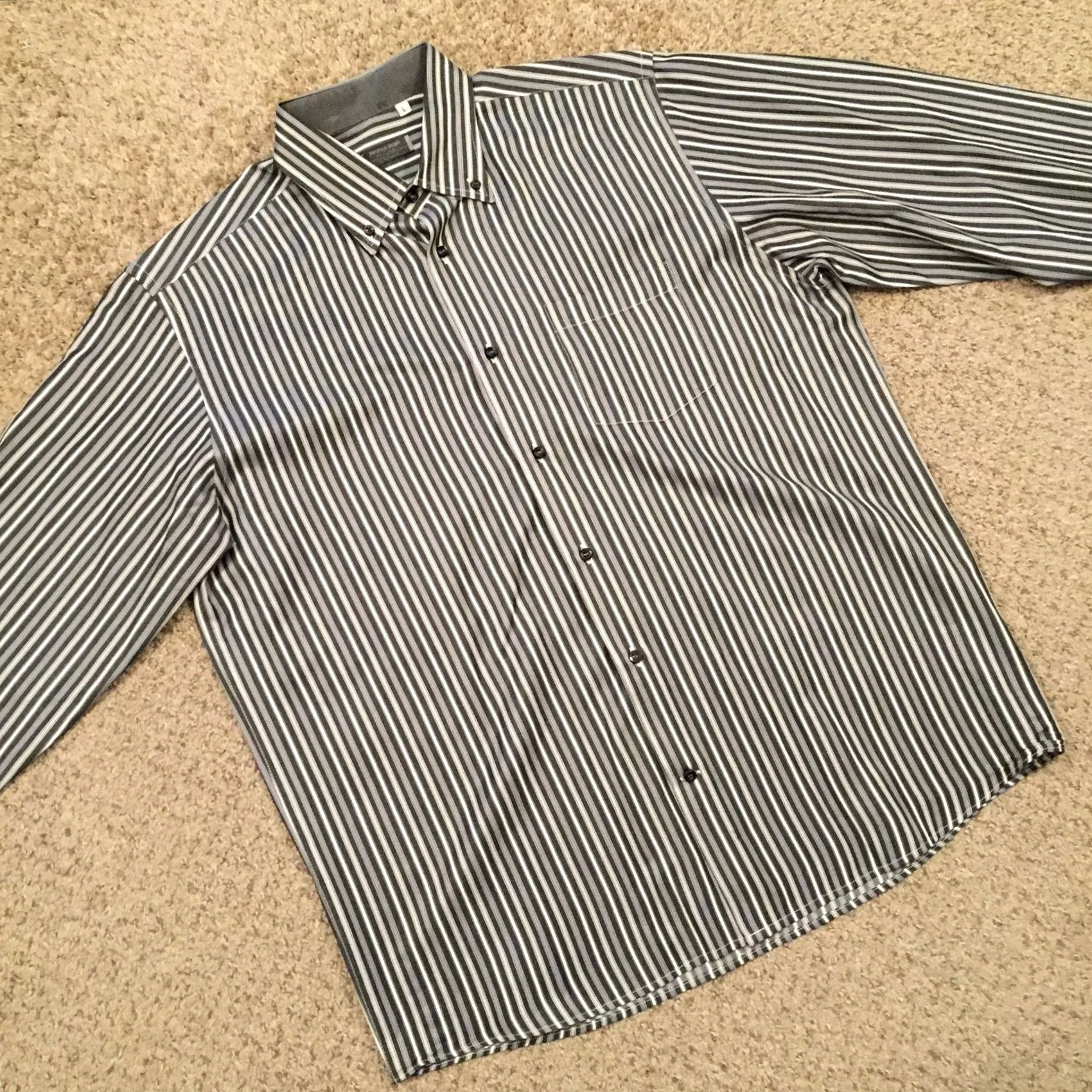 Vintage Profilo Uomo Shirt Mens L Gray Striped Long Sleeve Button Up Italy Size US L / EU 52-54 / 3 - 5 Thumbnail