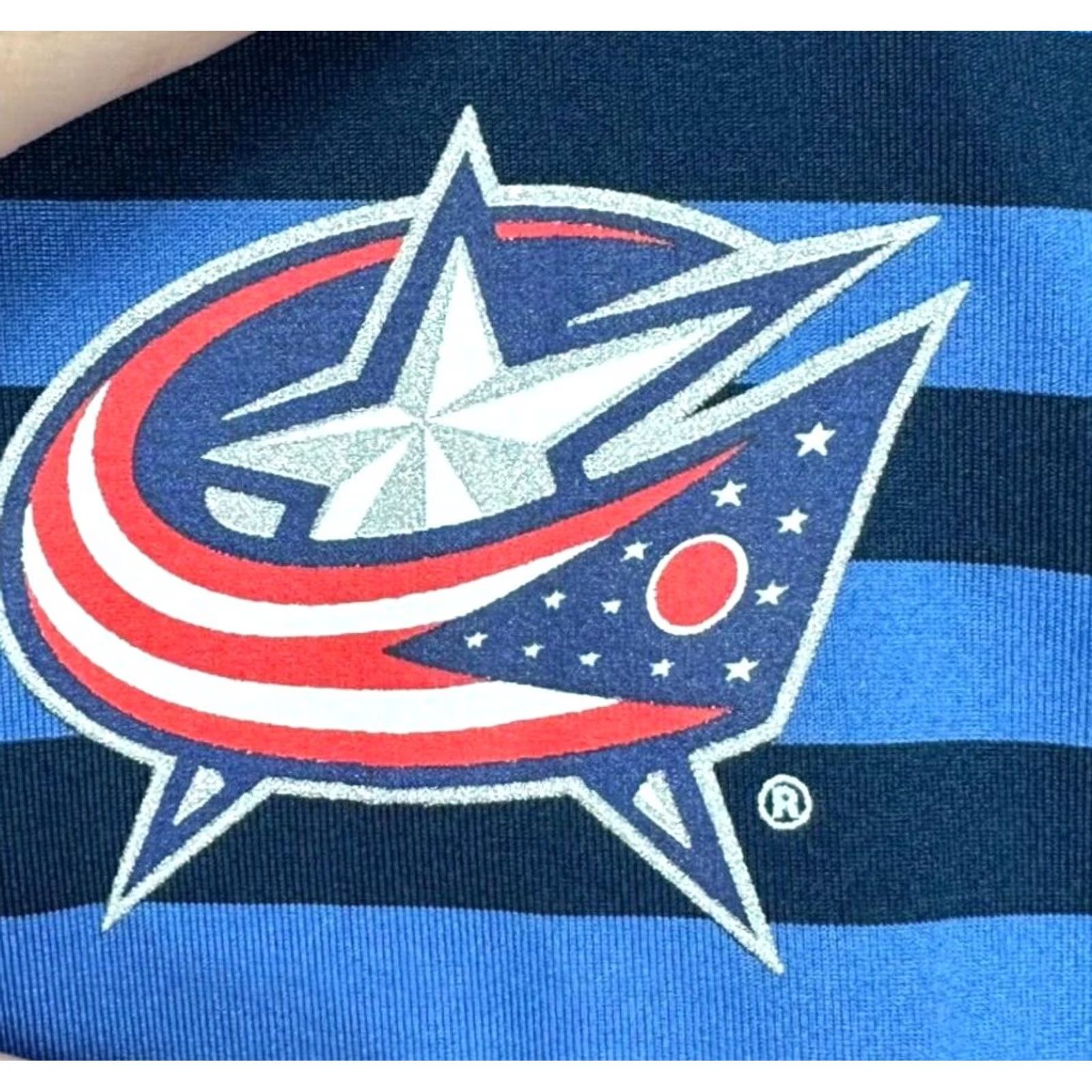 Adidas Adidas Columbus Blue Jackets Polo Shirt Adult XL Blue Stripes Short Sleeve Rugby Mens Size US XL / EU 56 / 4 - 6 Thumbnail